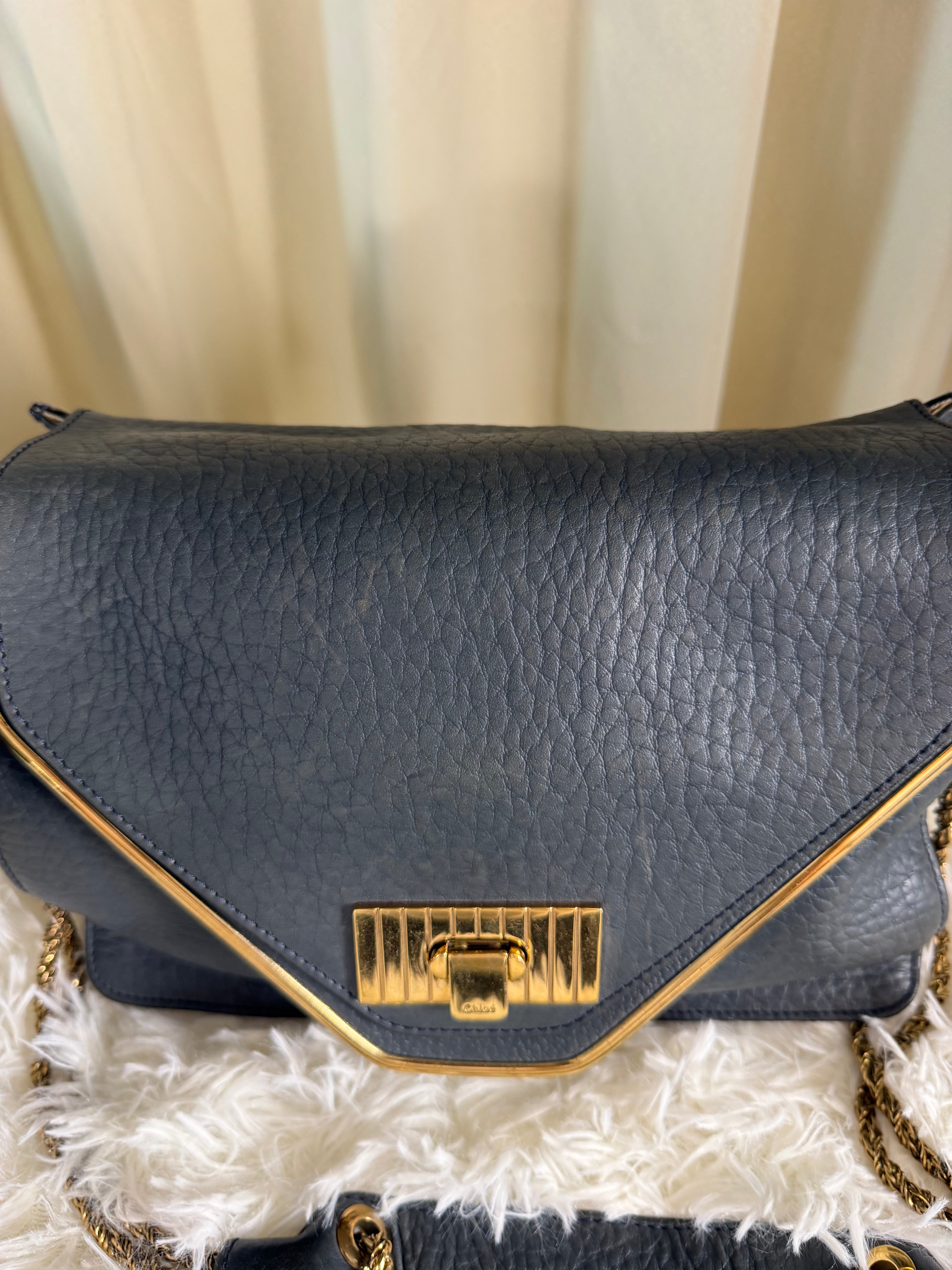 Borsa a Tracolla Chloé Sally in Pelle Nera Martellata