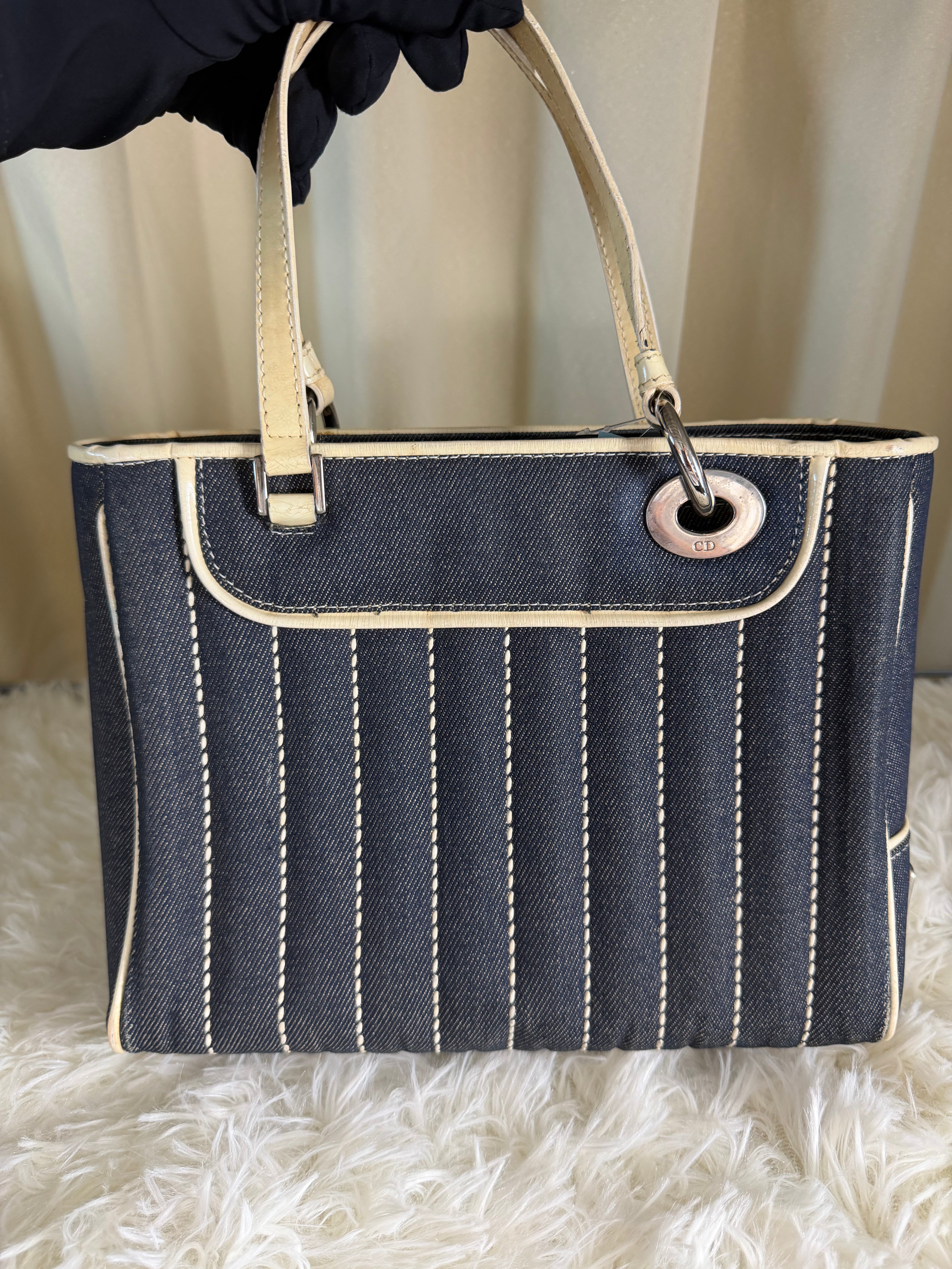 Borsa a Mano Vintage in Denim di Christian Dior