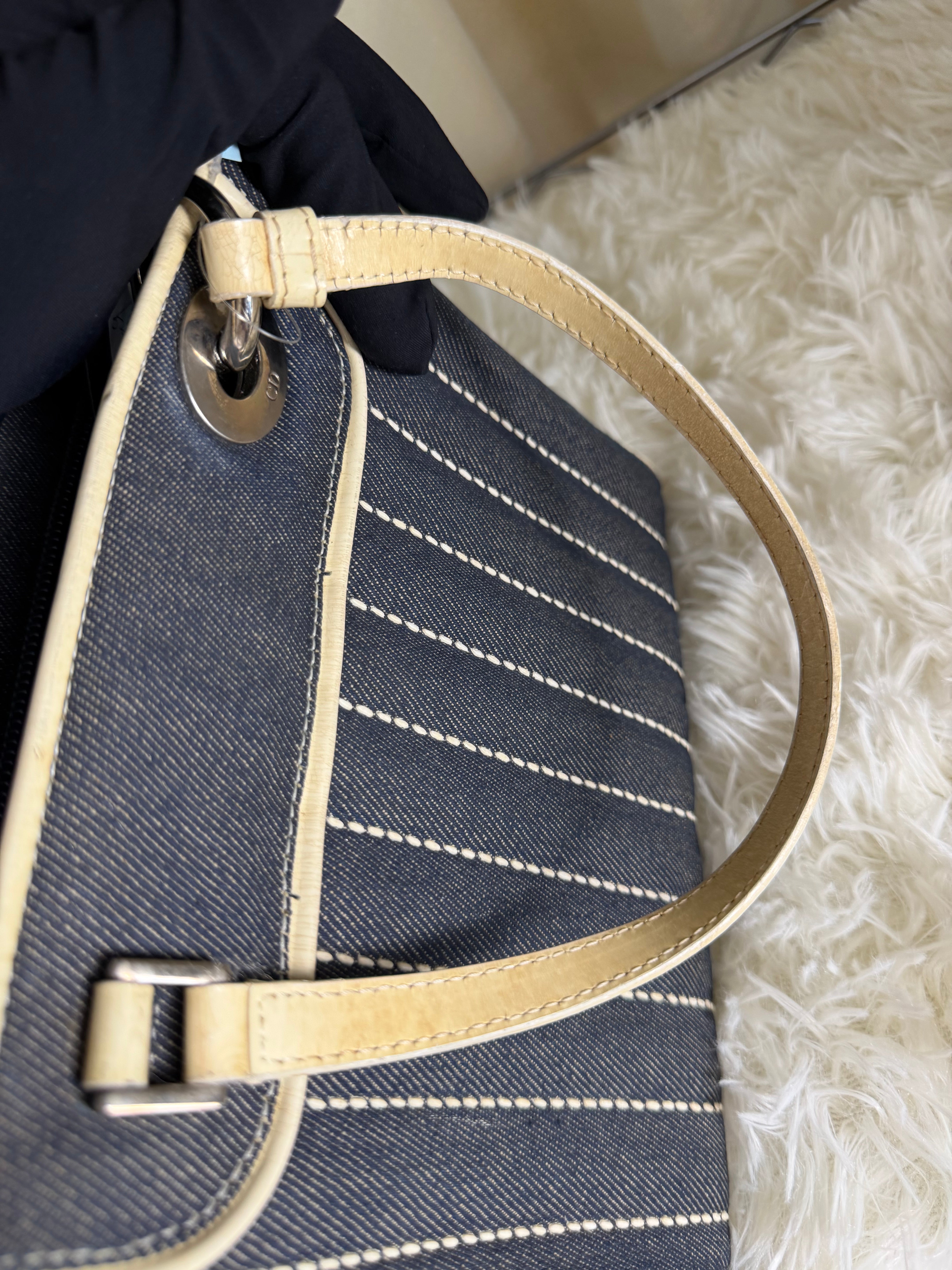 Borsa a Mano Vintage in Denim di Christian Dior