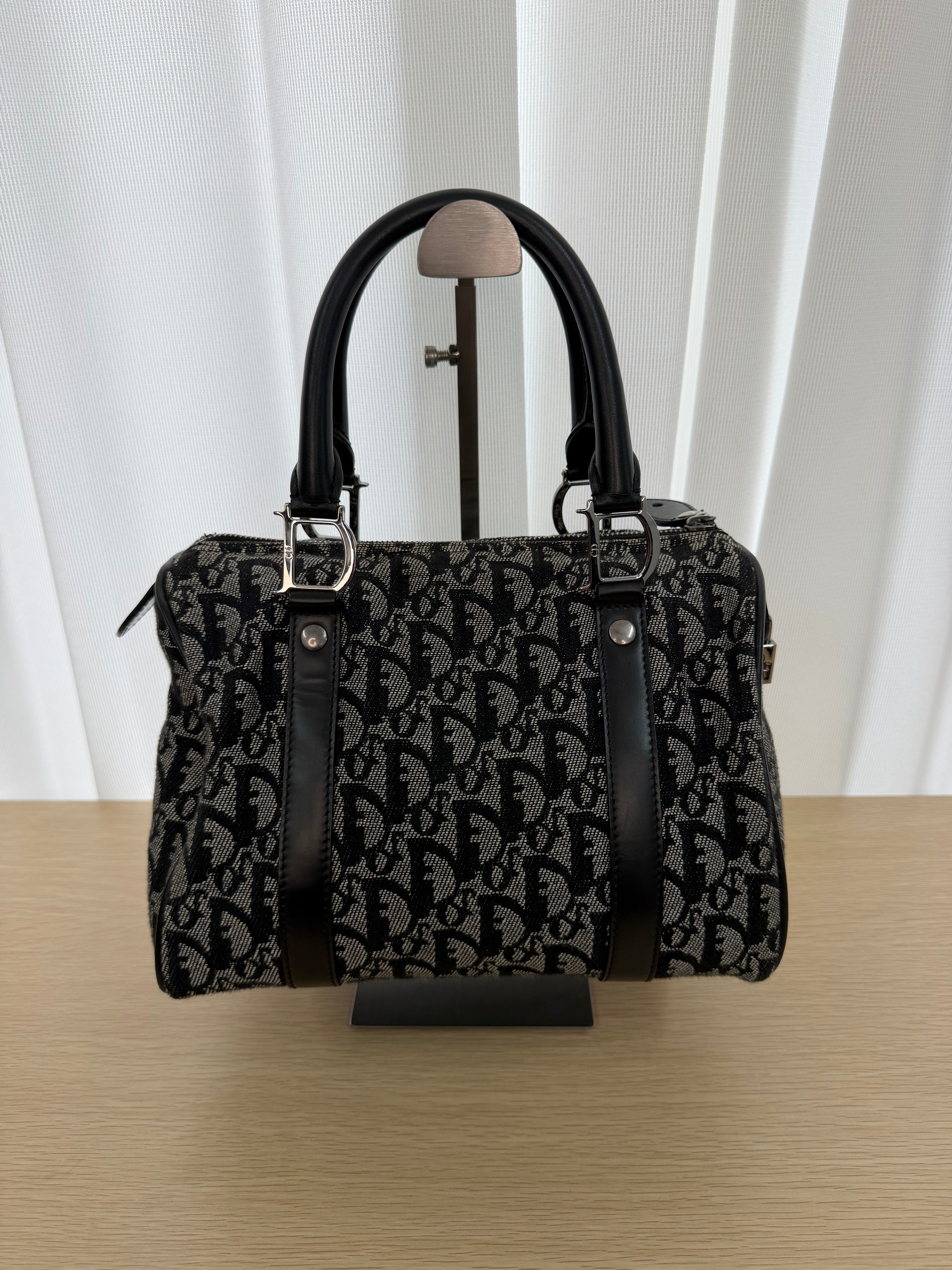 Borsa a Mano Christian Dior Vintage in Tela con Iconico Motivo "Trotter"