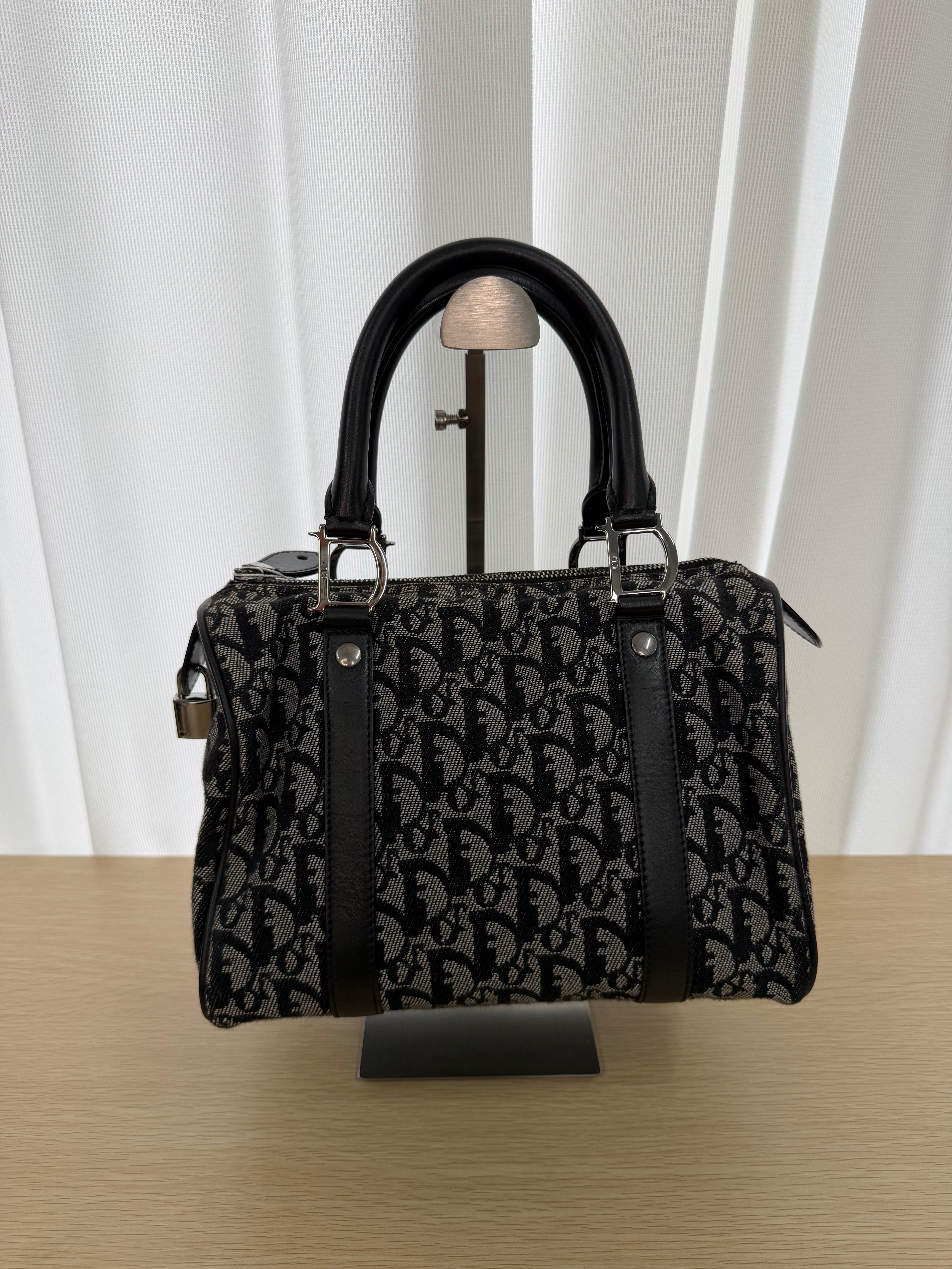 Borsa a Mano Christian Dior Vintage in Tela con Iconico Motivo "Trotter"