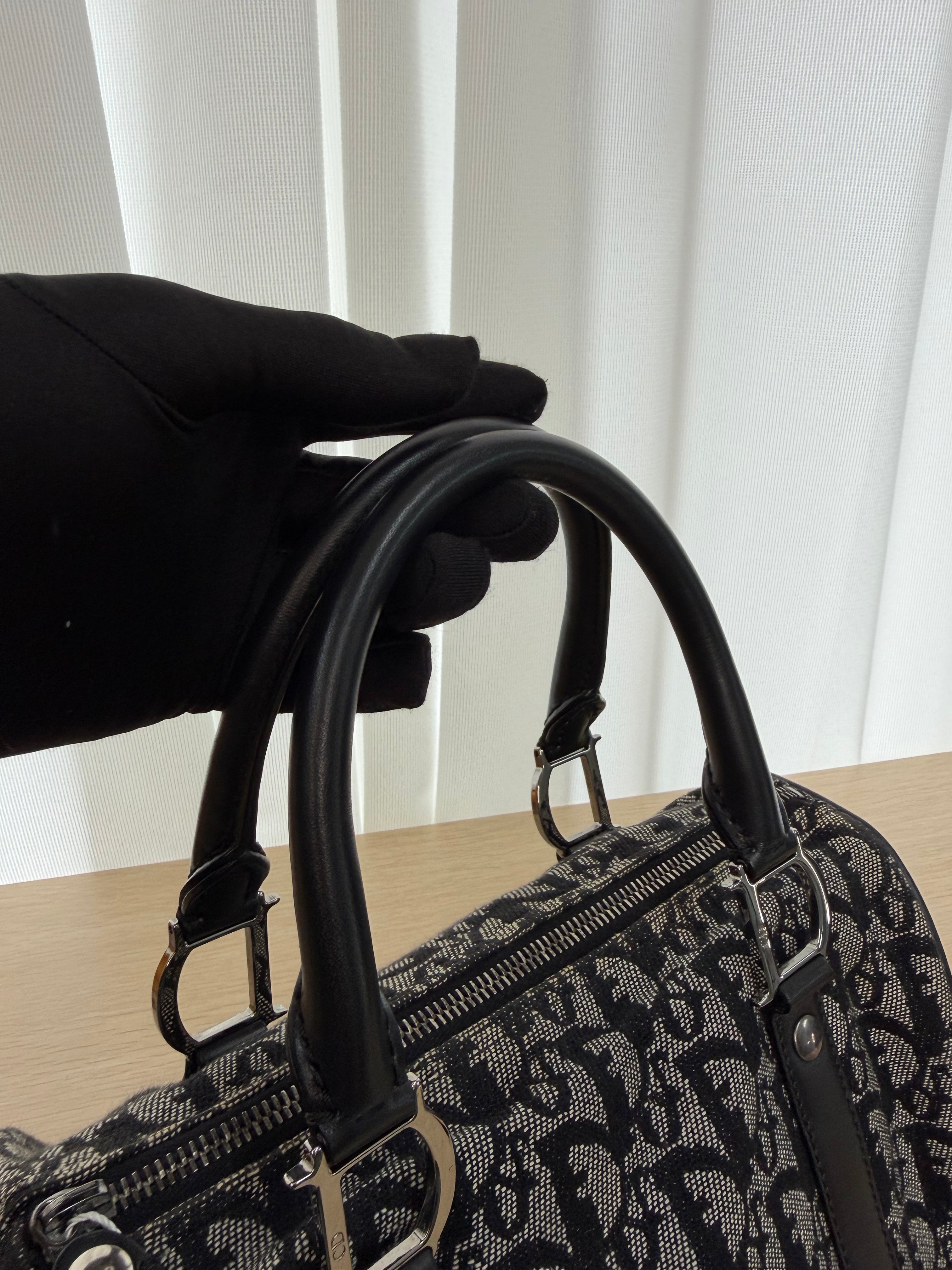 Borsa a Mano Christian Dior Vintage in Tela con Iconico Motivo "Trotter"