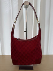 Borsa a Spalla Gucci GG Canvas Hobo in Tela Rossa con Finiture in Vernice