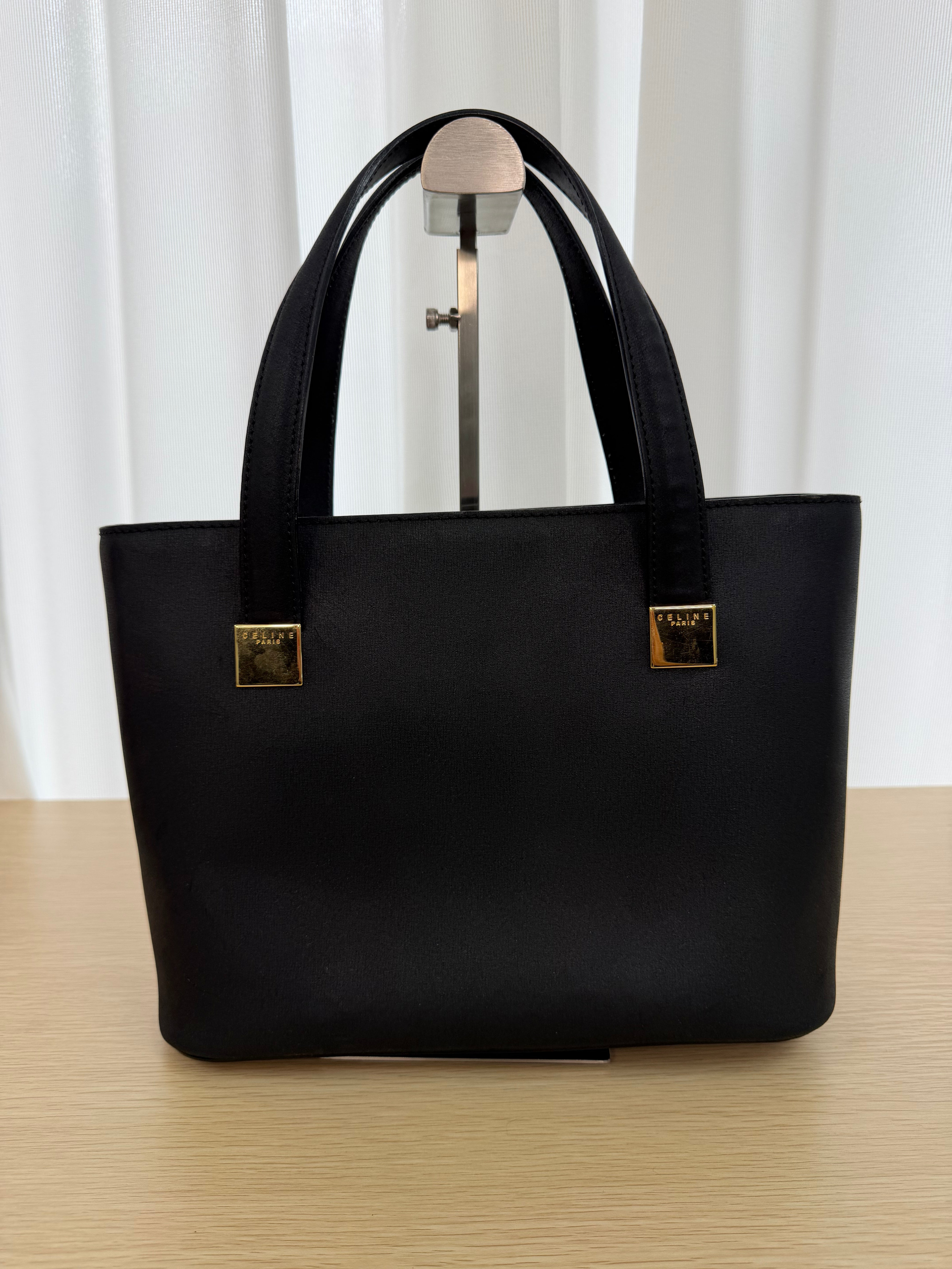 Borsa a Mano Vintage in Pelle Nera di Céline