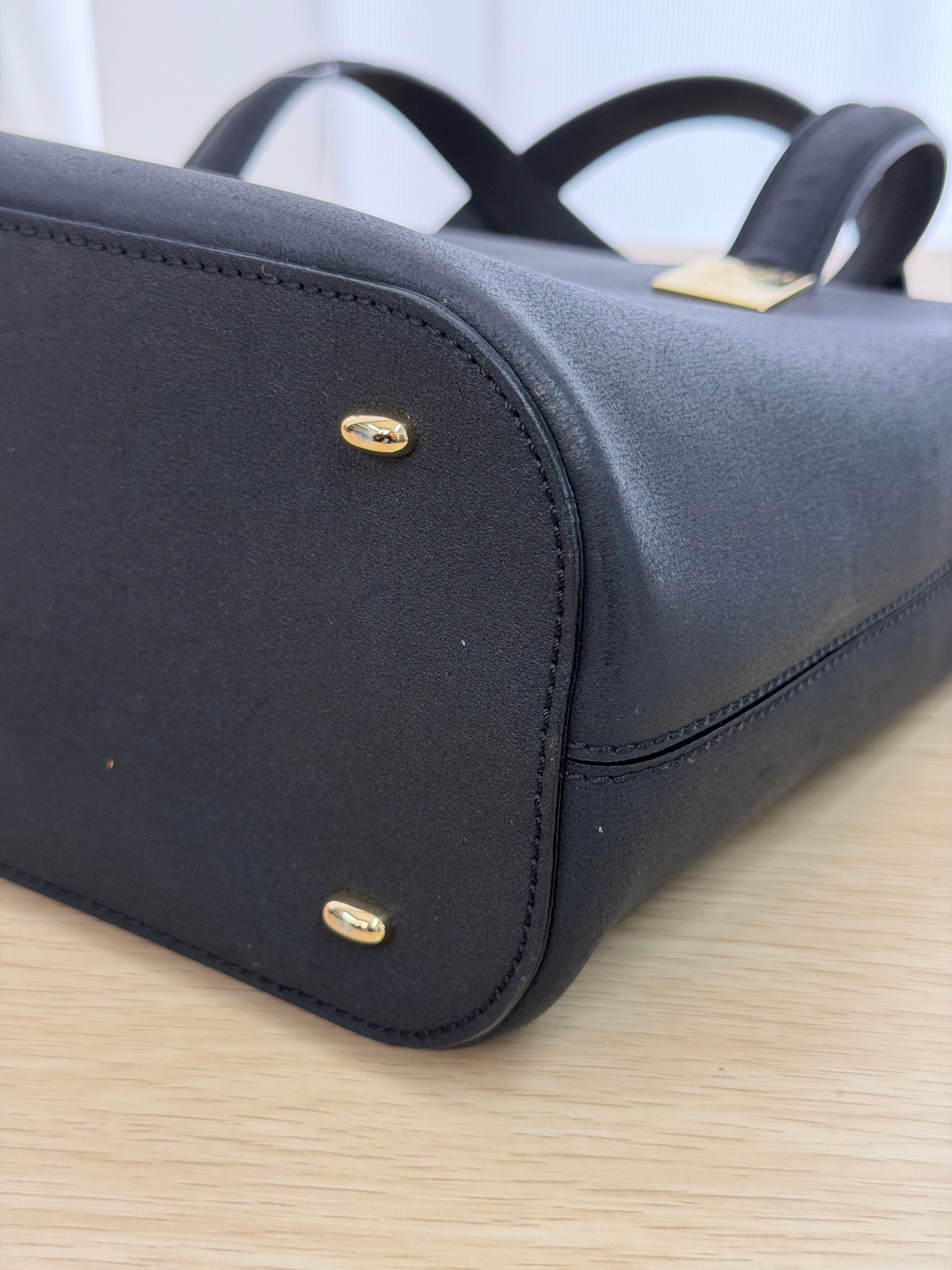 Borsa a Mano Vintage in Pelle Nera di Céline