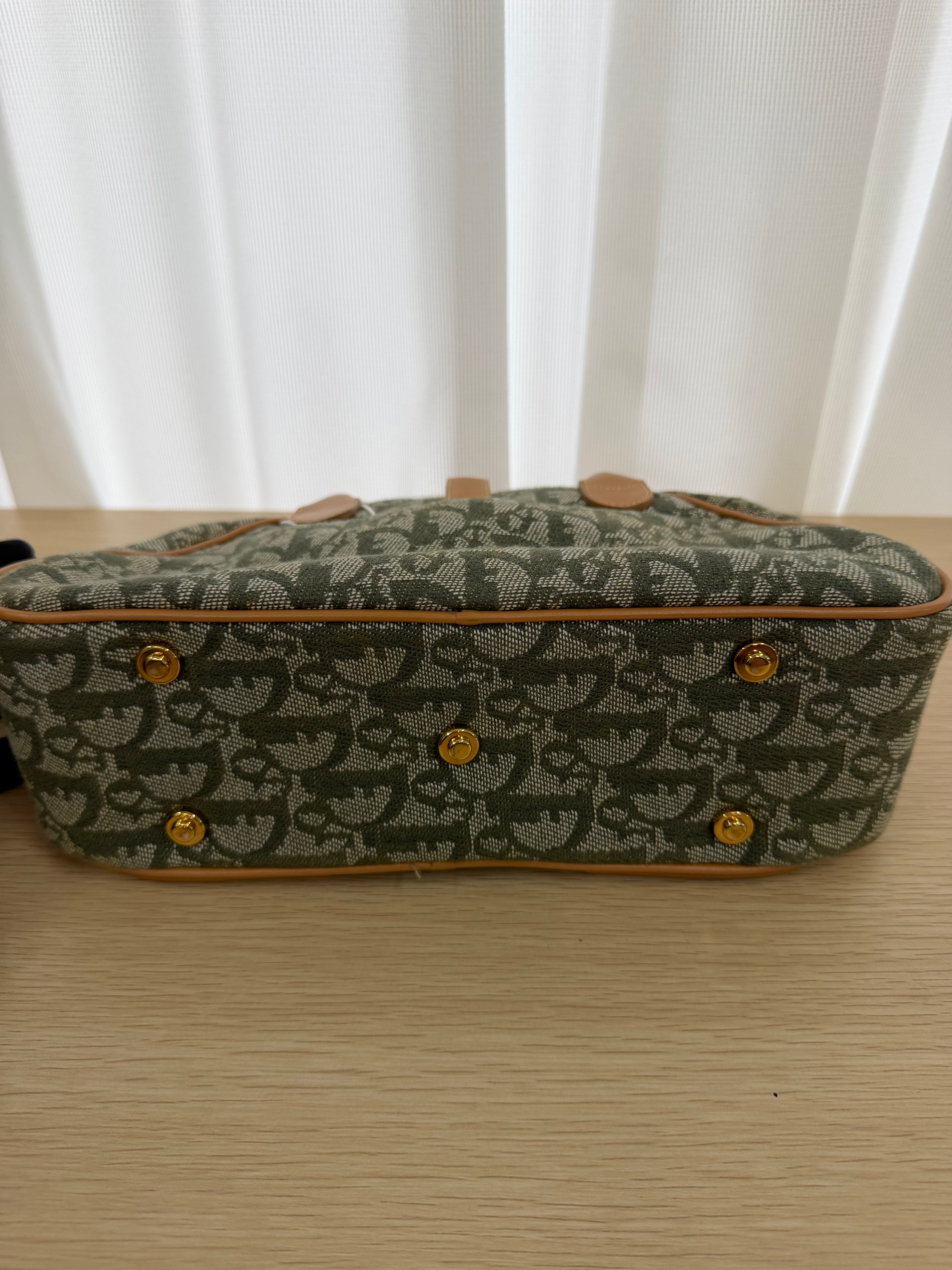 Borsa Vintage Christian Dior Double Saddle Trotter in Tela Verde