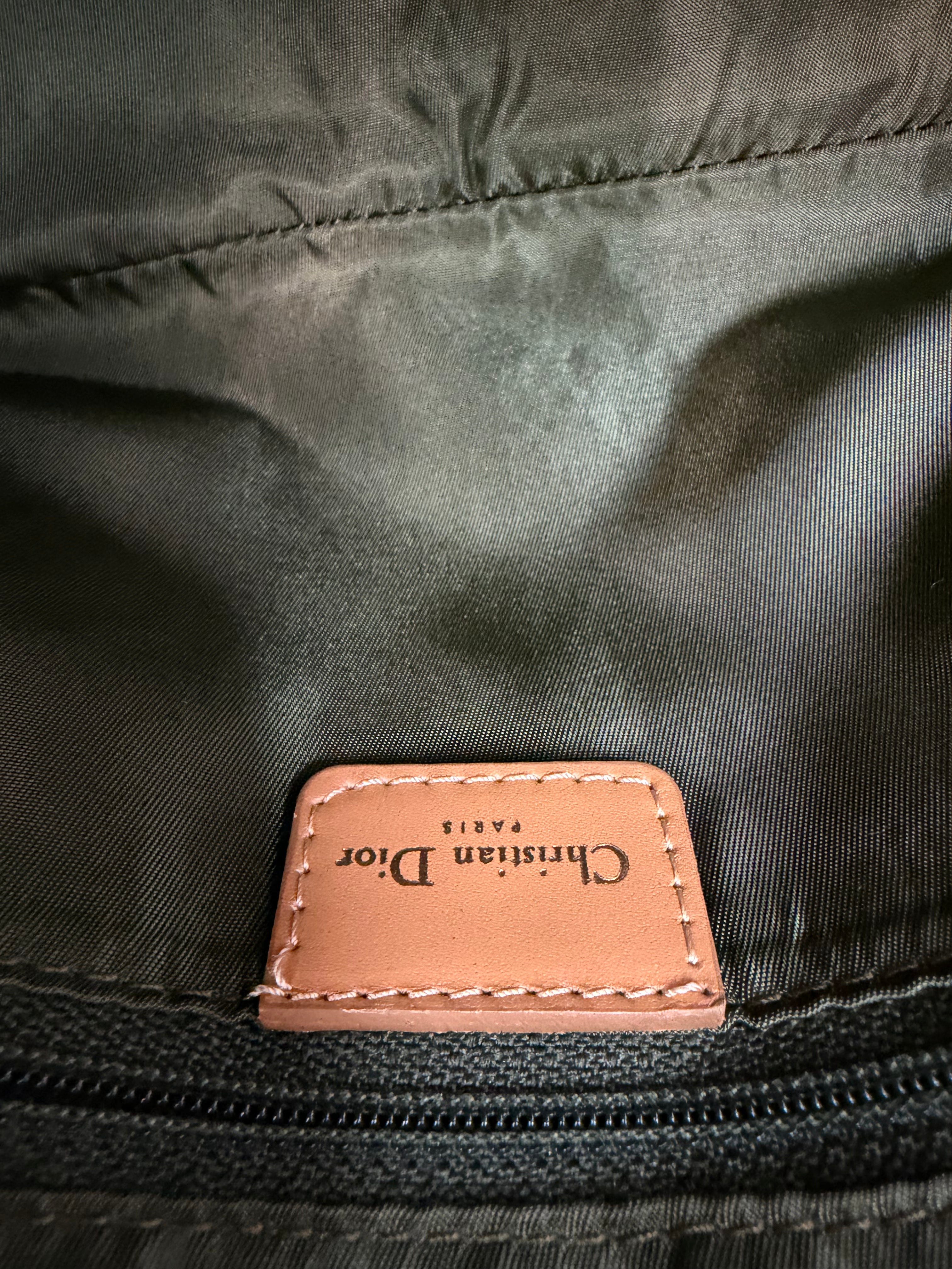 Borsa Vintage Christian Dior Double Saddle Trotter in Tela Verde