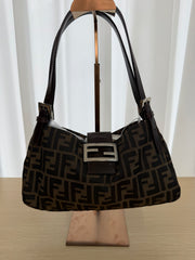 Borsa Fendi Baguette in Tela con Iconico Motivo Zucca Marrone