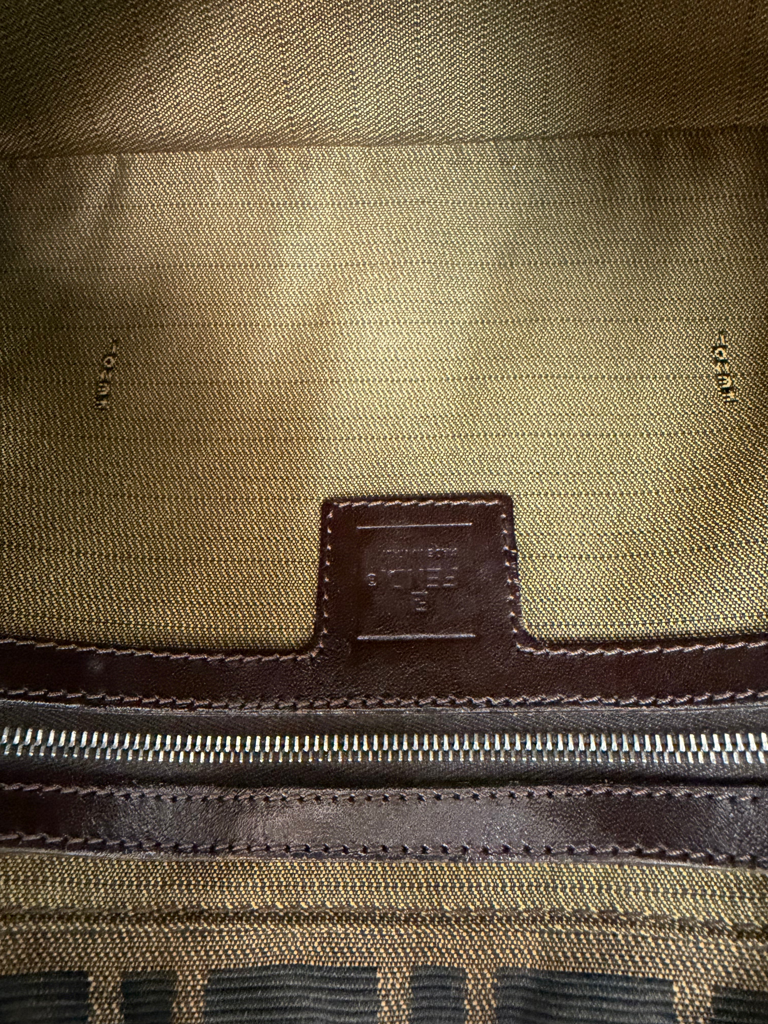 Borsa Fendi Baguette in Tela con Iconico Motivo Zucca Marrone