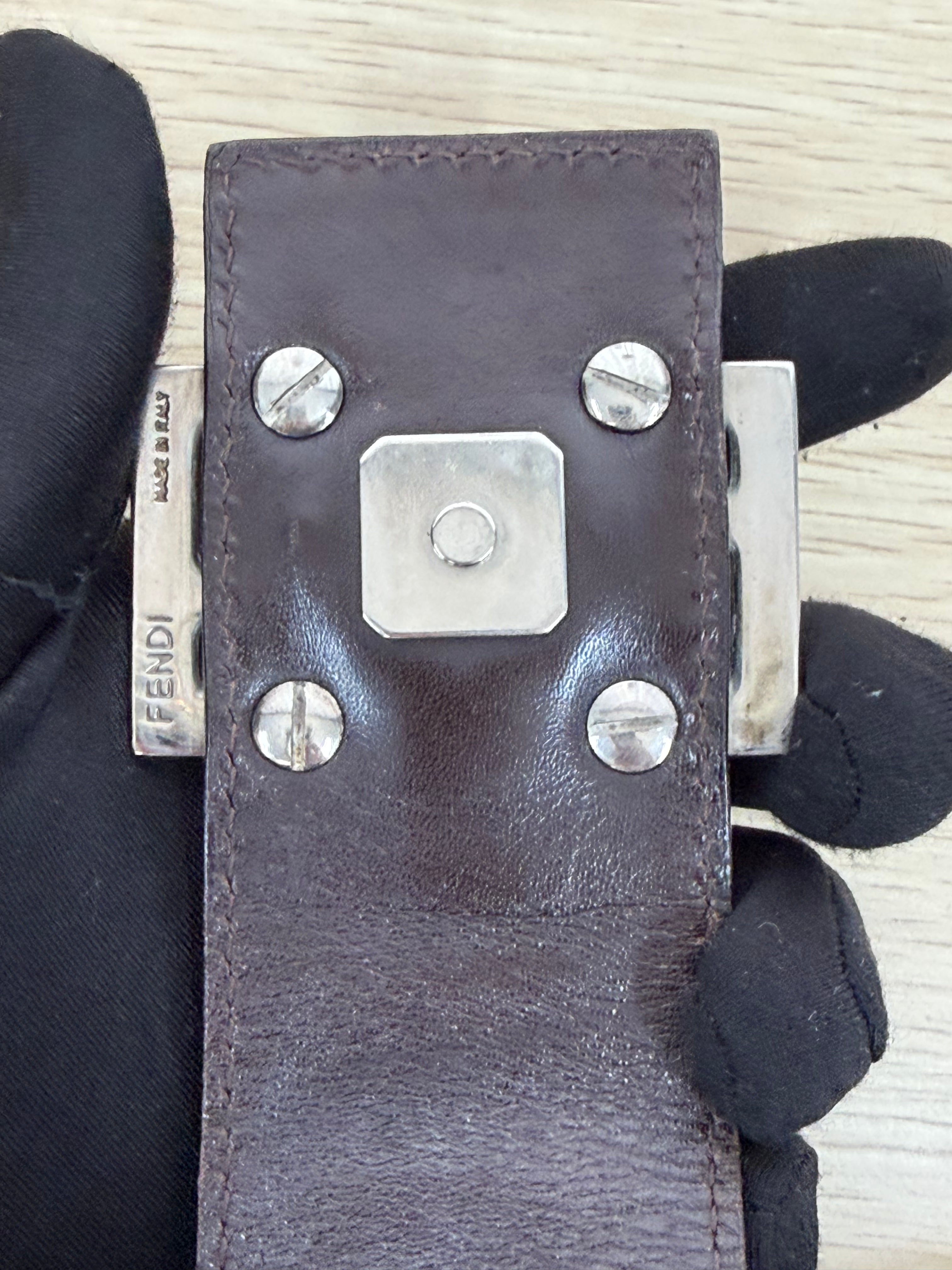 Borsa Fendi Baguette in Tela con Iconico Motivo Zucca Marrone