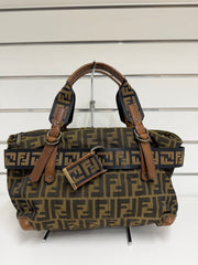 Borsa a Mano Vintage Fendi con Iconico Motivo Zucca FF