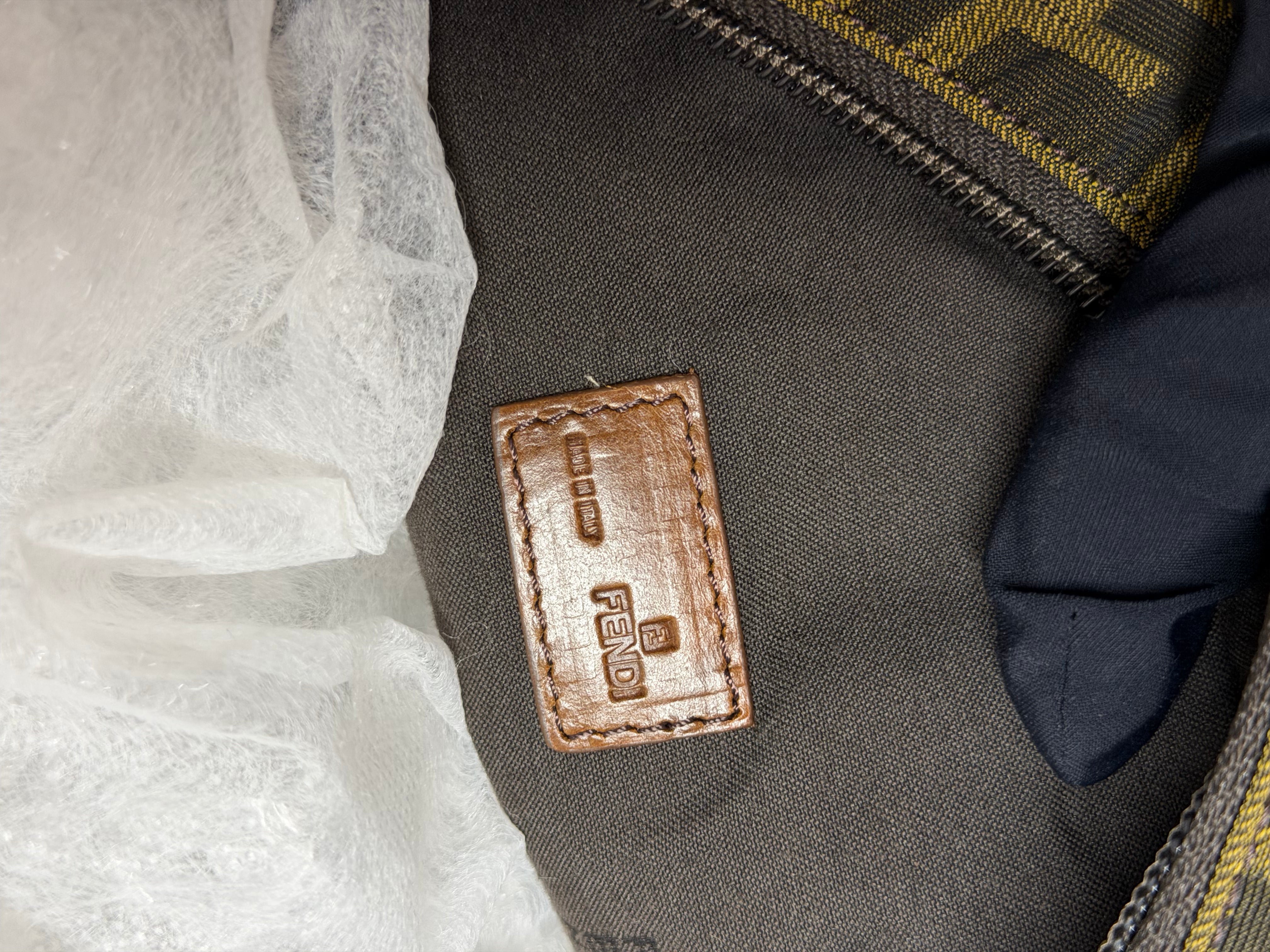 Borsa a Mano Vintage Fendi con Iconico Motivo Zucca FF