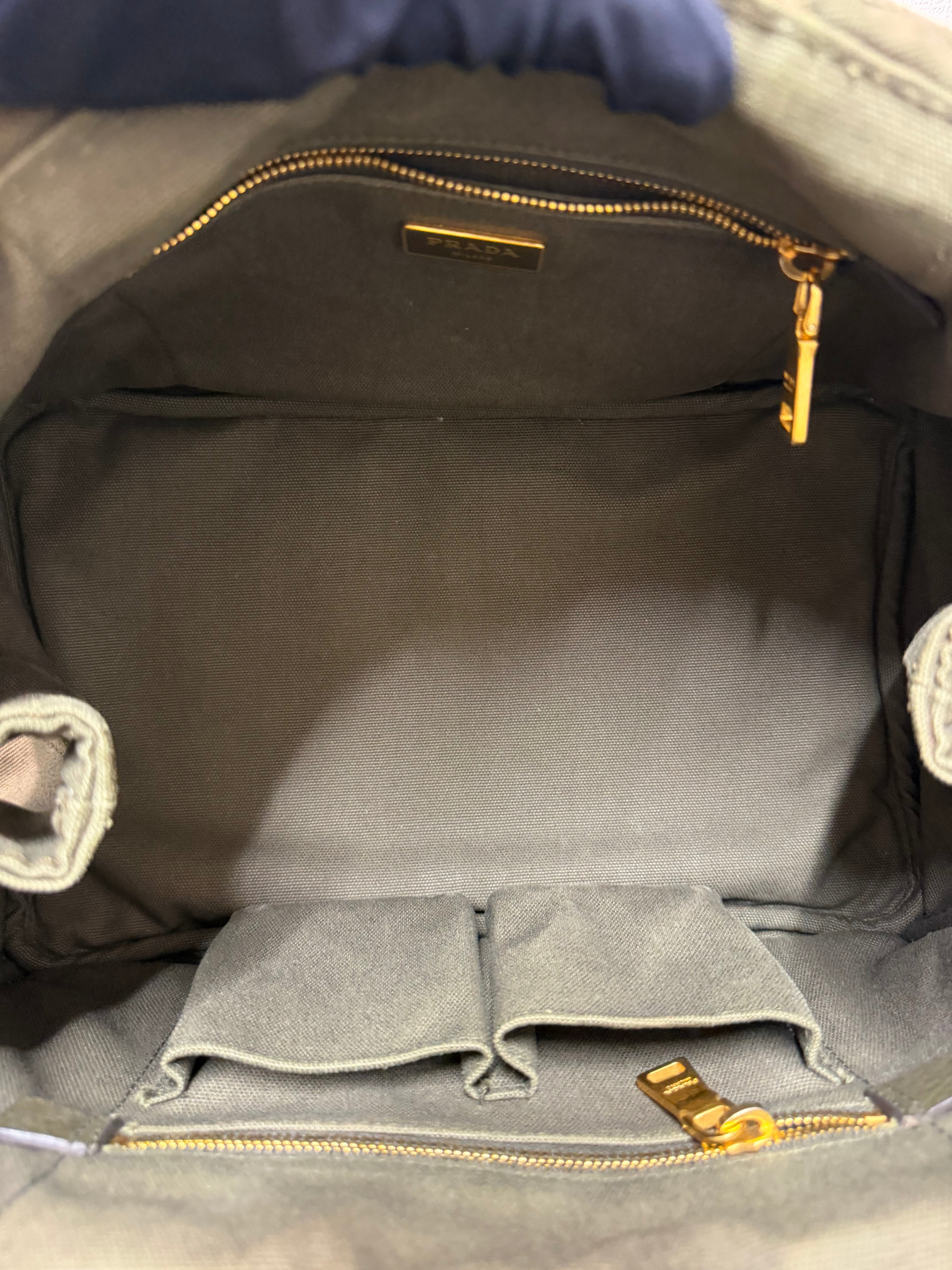 Borsa Prada Canapa in Tela di Colore Verde