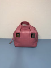 Borsa Mini Boston Chanel Choco Bar in Pelle Rosa
