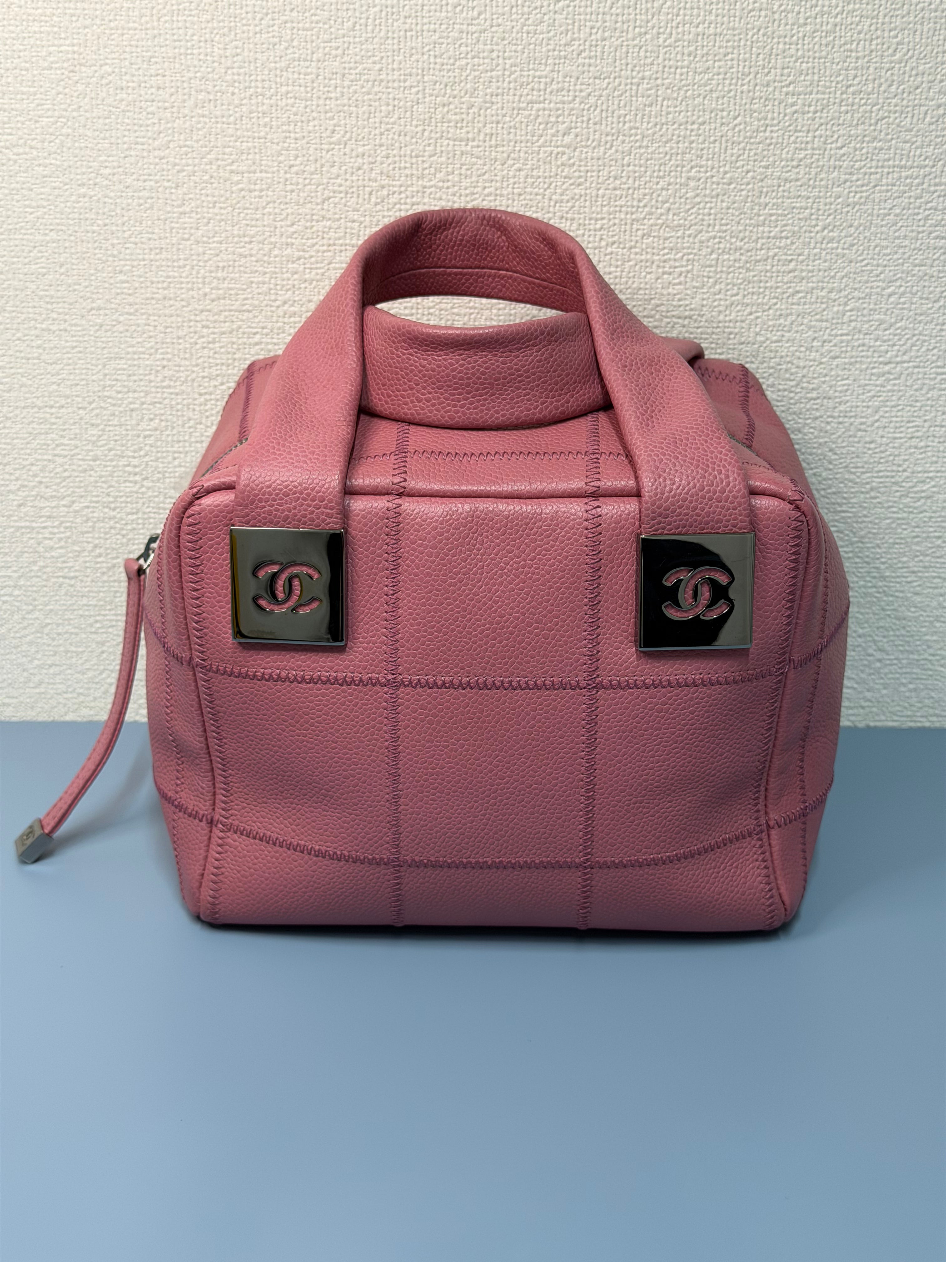 Borsa Mini Boston Chanel Choco Bar in Pelle Rosa