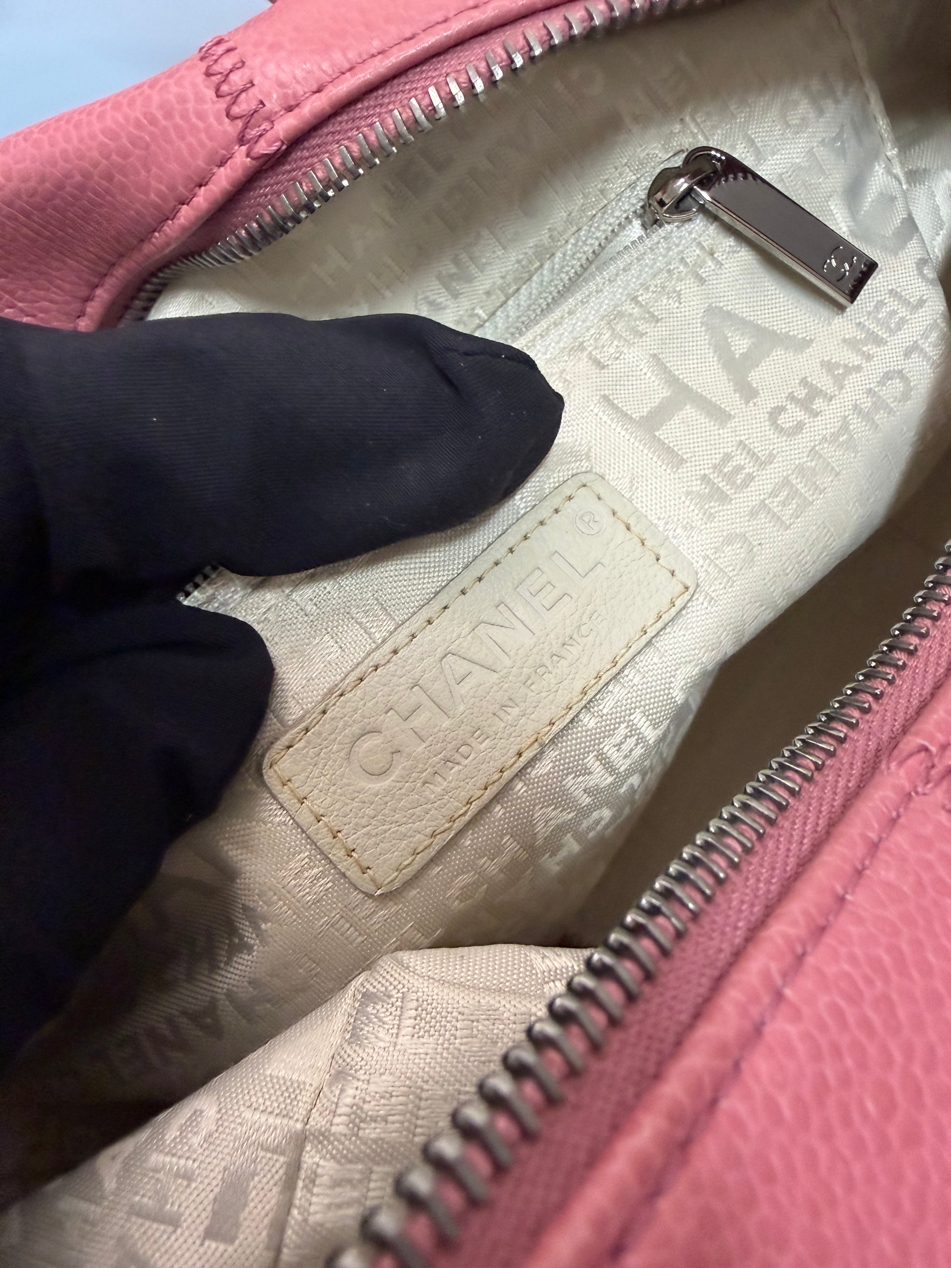 Borsa Mini Boston Chanel Choco Bar in Pelle Rosa