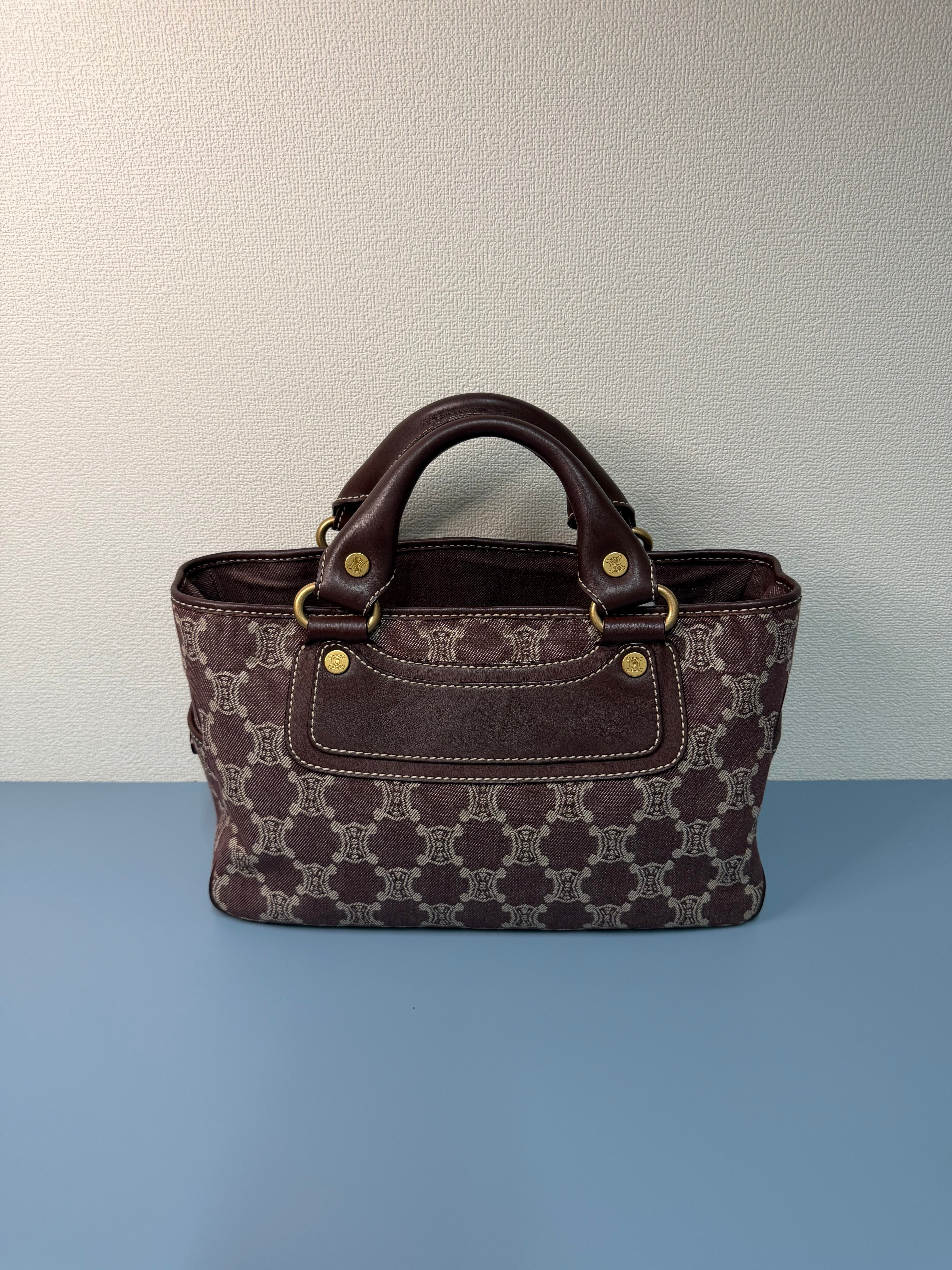 Borsa a Mano Céline Paris Macadam Boogie in Tela Bordeaux