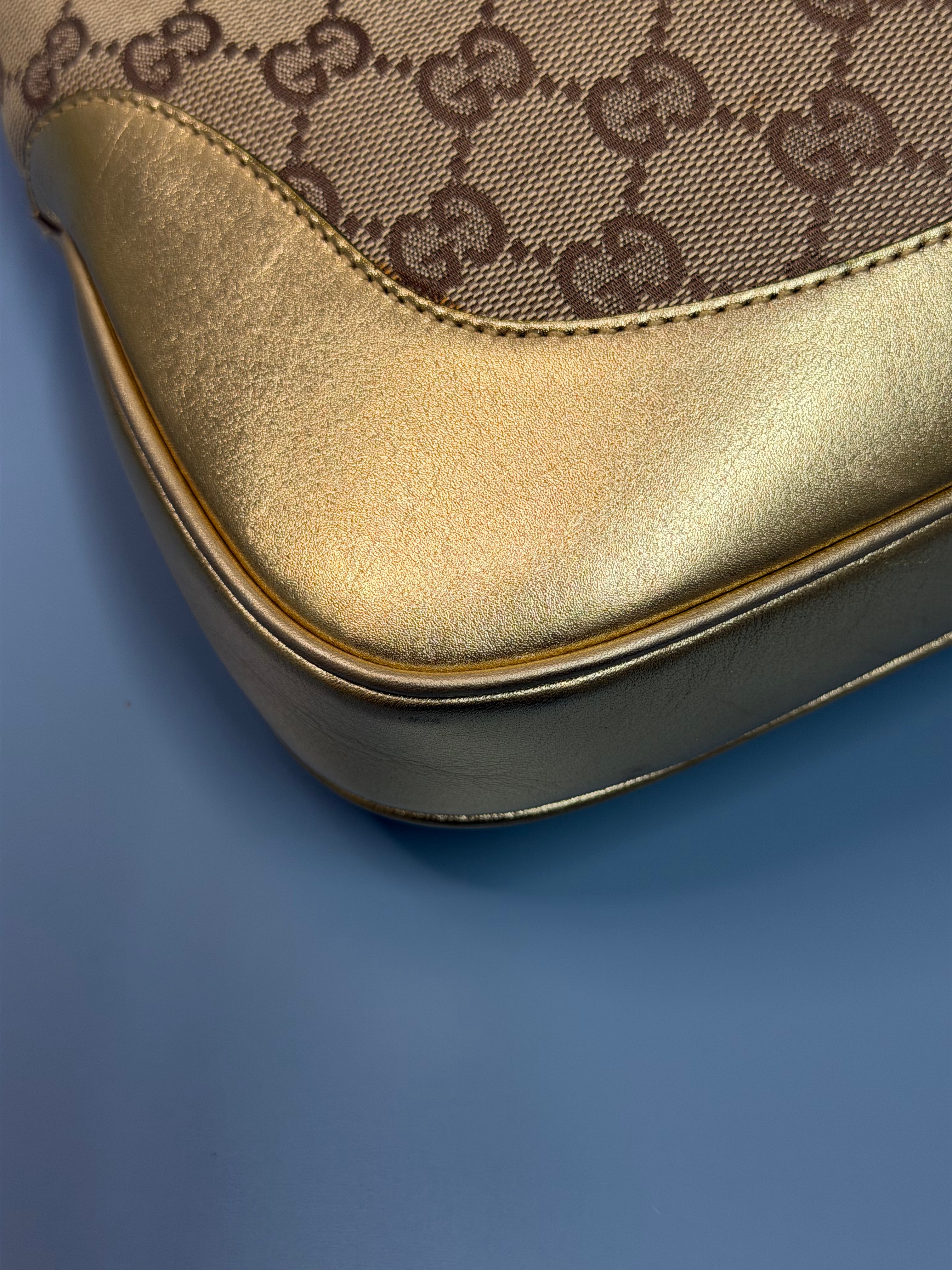 Borsa Jackie di Gucci con Finiture in Pelle Metallizzata Dorata