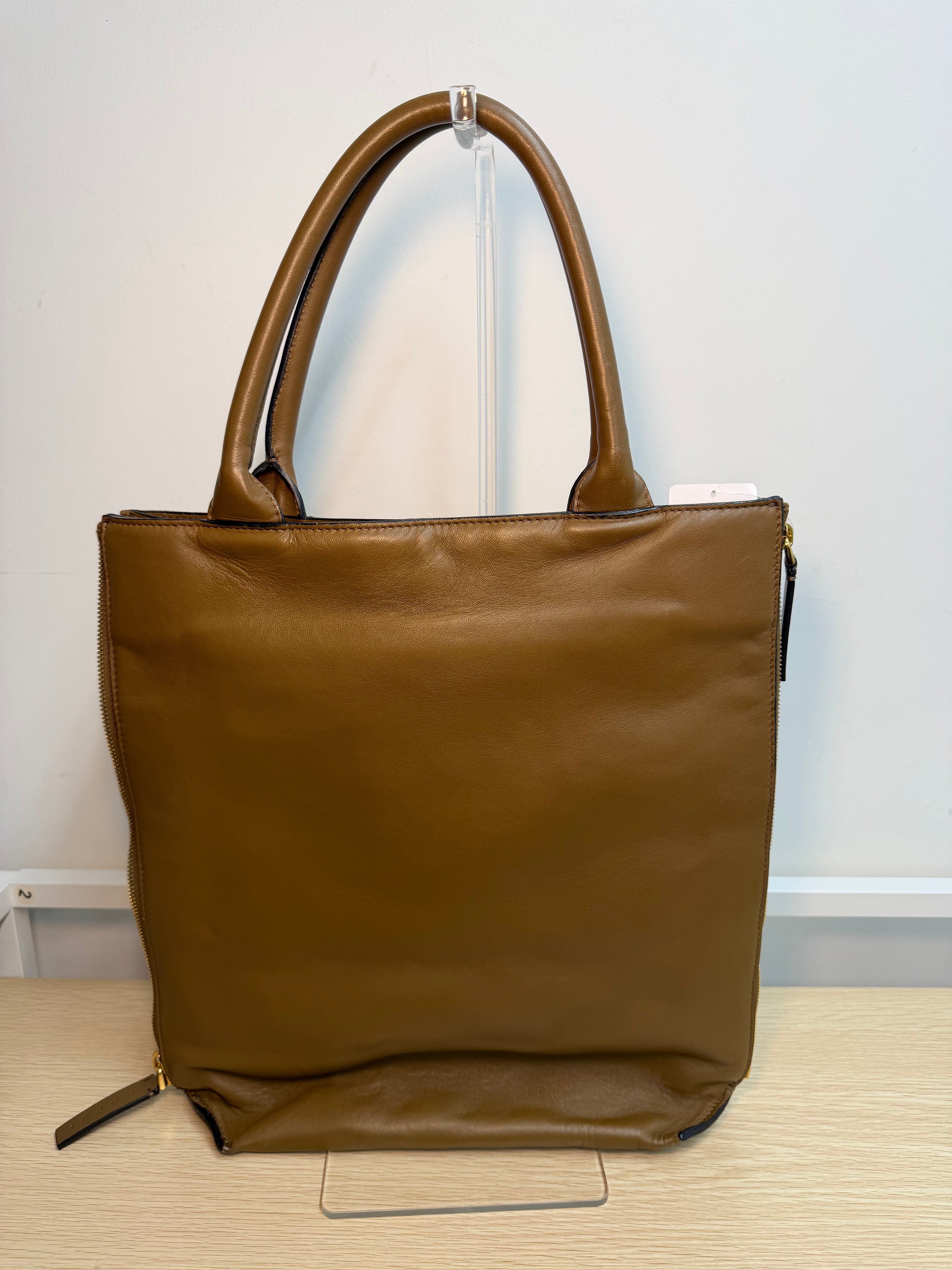 Borsa Multipocket Tote in Pelle Marrone di Marni