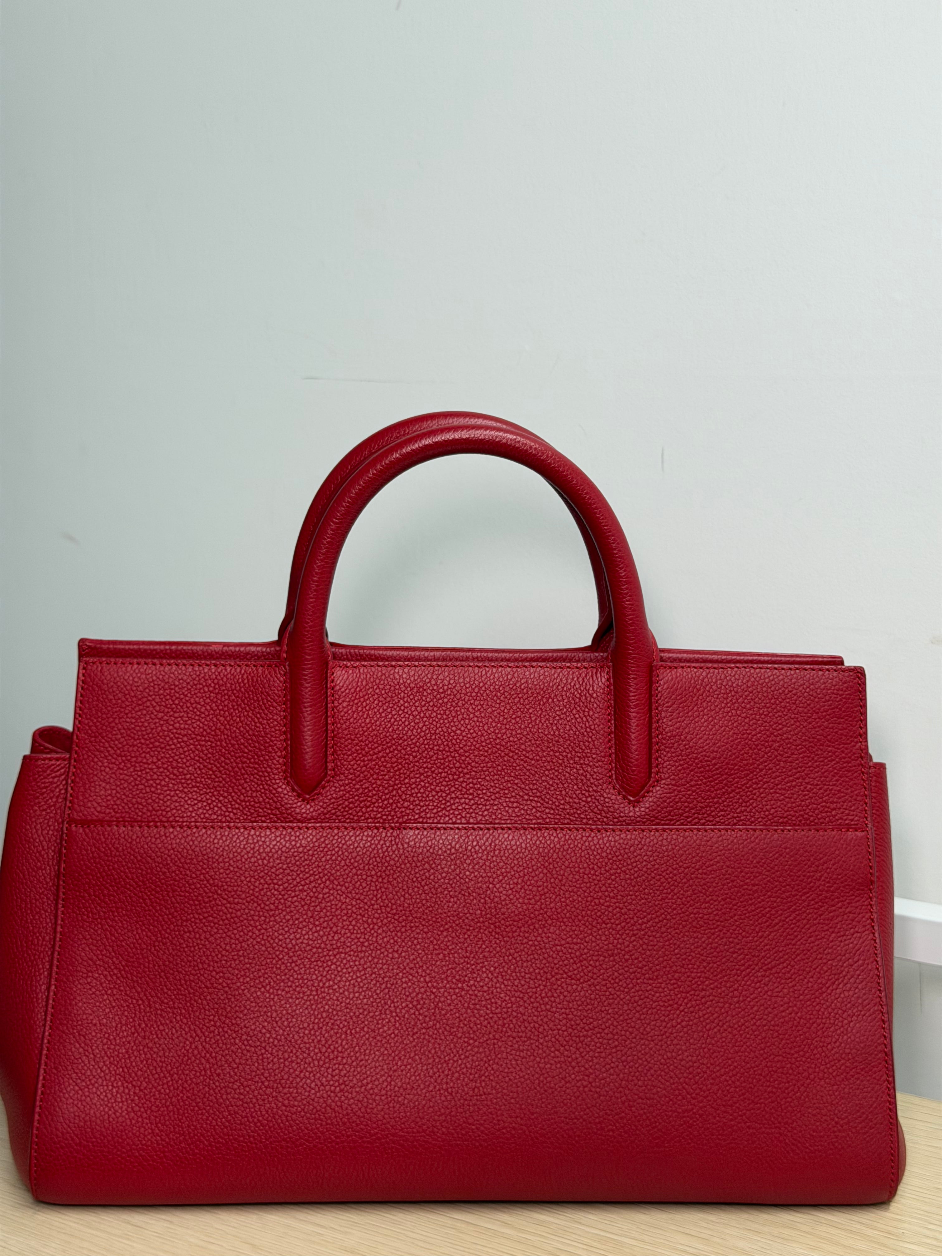 Borsa Saint Laurent Cabas Rive Gauche in Pelle Martellata Rossa