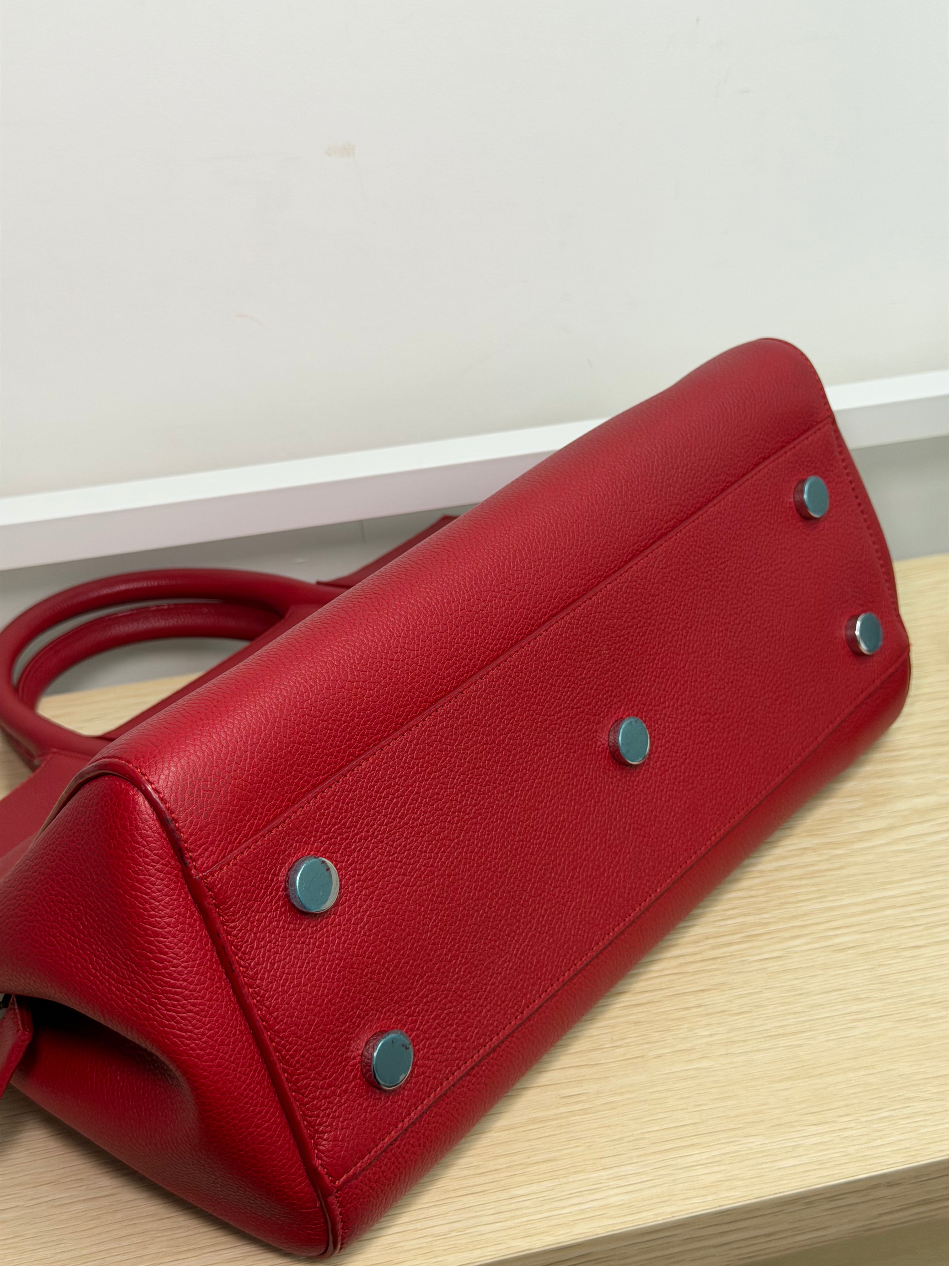 Borsa Saint Laurent Cabas Rive Gauche in Pelle Martellata Rossa