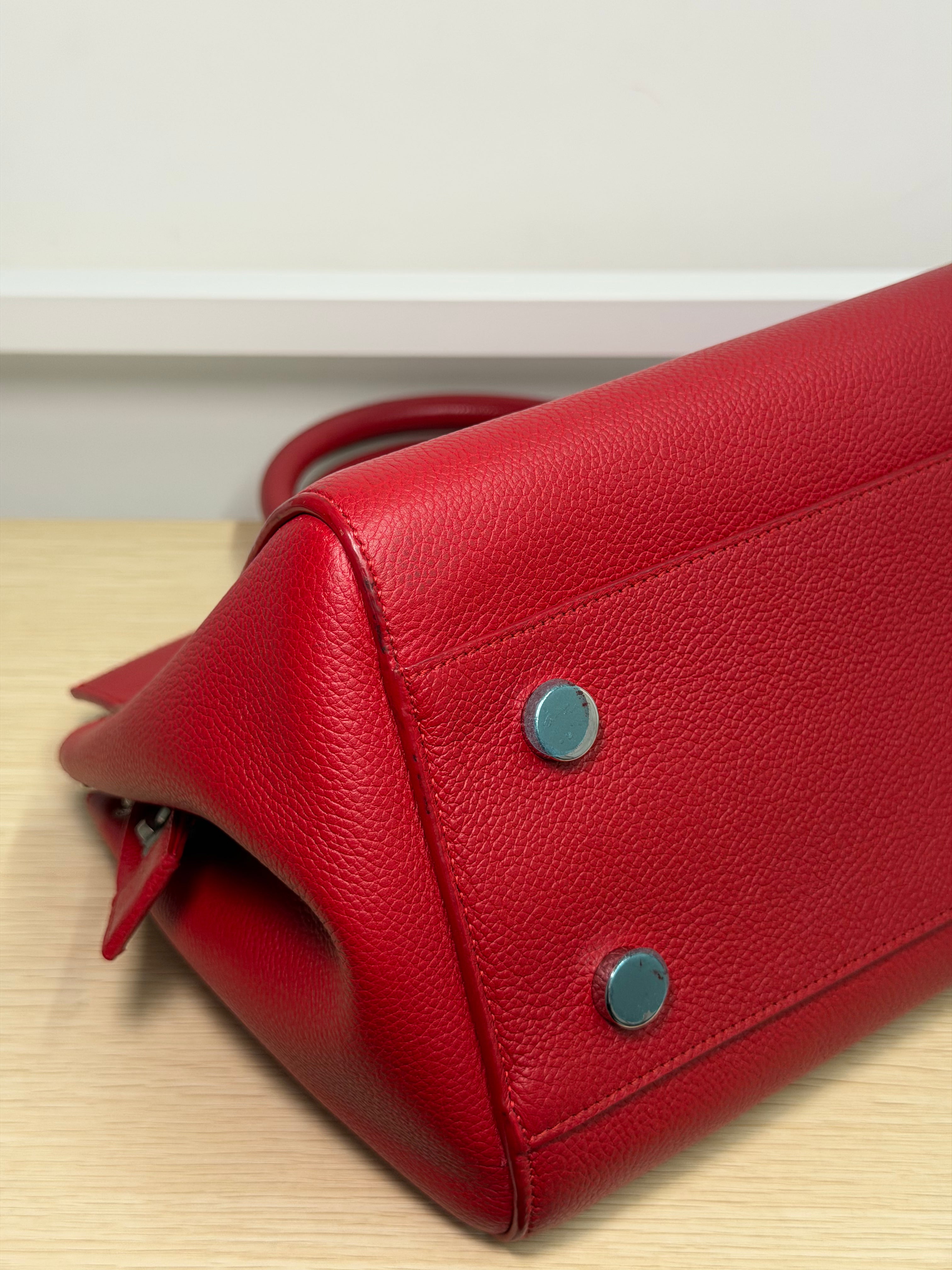 Borsa Saint Laurent Cabas Rive Gauche in Pelle Martellata Rossa