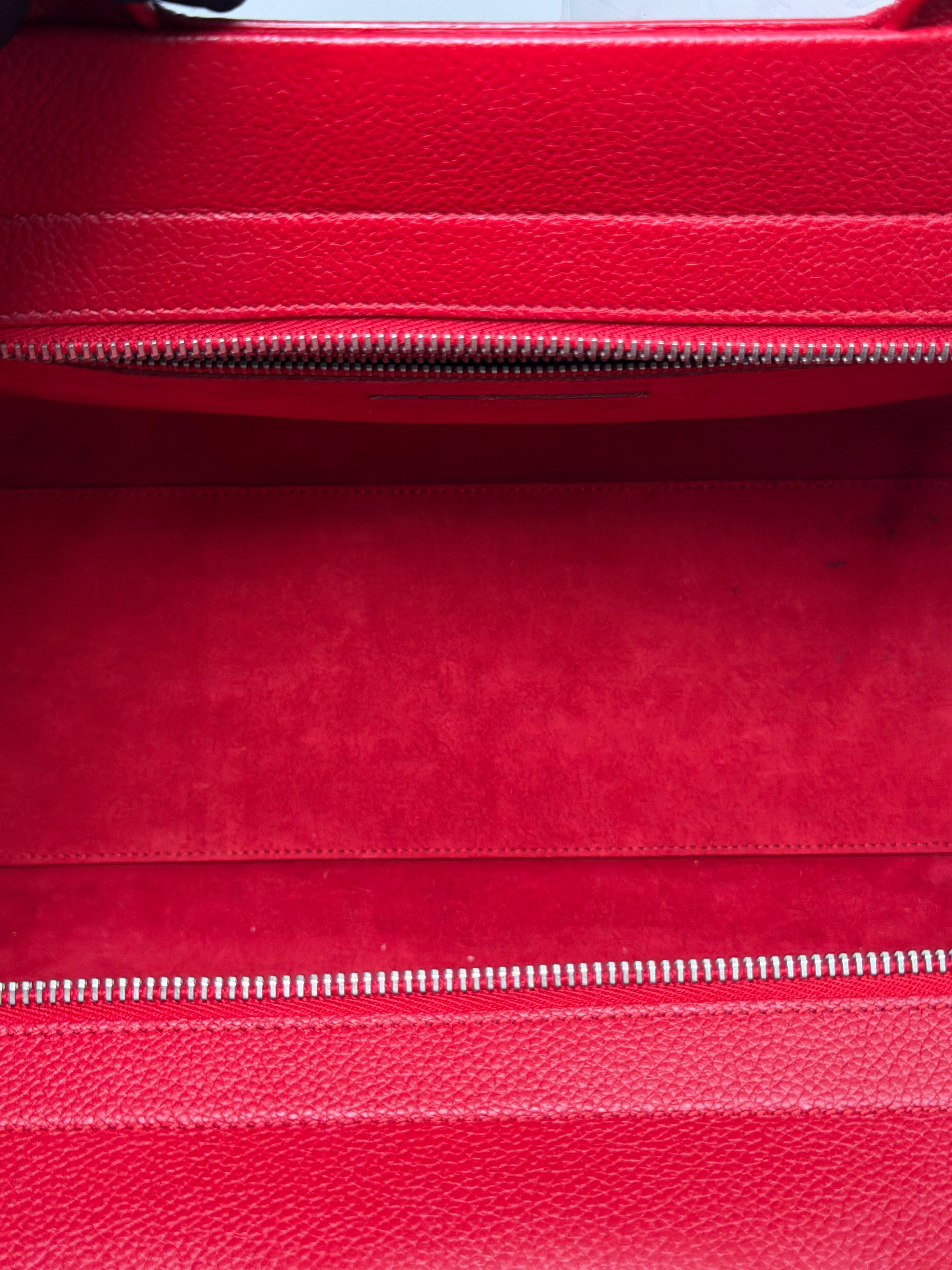Borsa Saint Laurent Cabas Rive Gauche in Pelle Martellata Rossa
