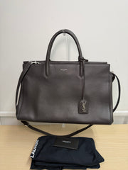 Borsa Tote Saint Laurent Cabas Rive Gauche in Pelle Martellata Grigia