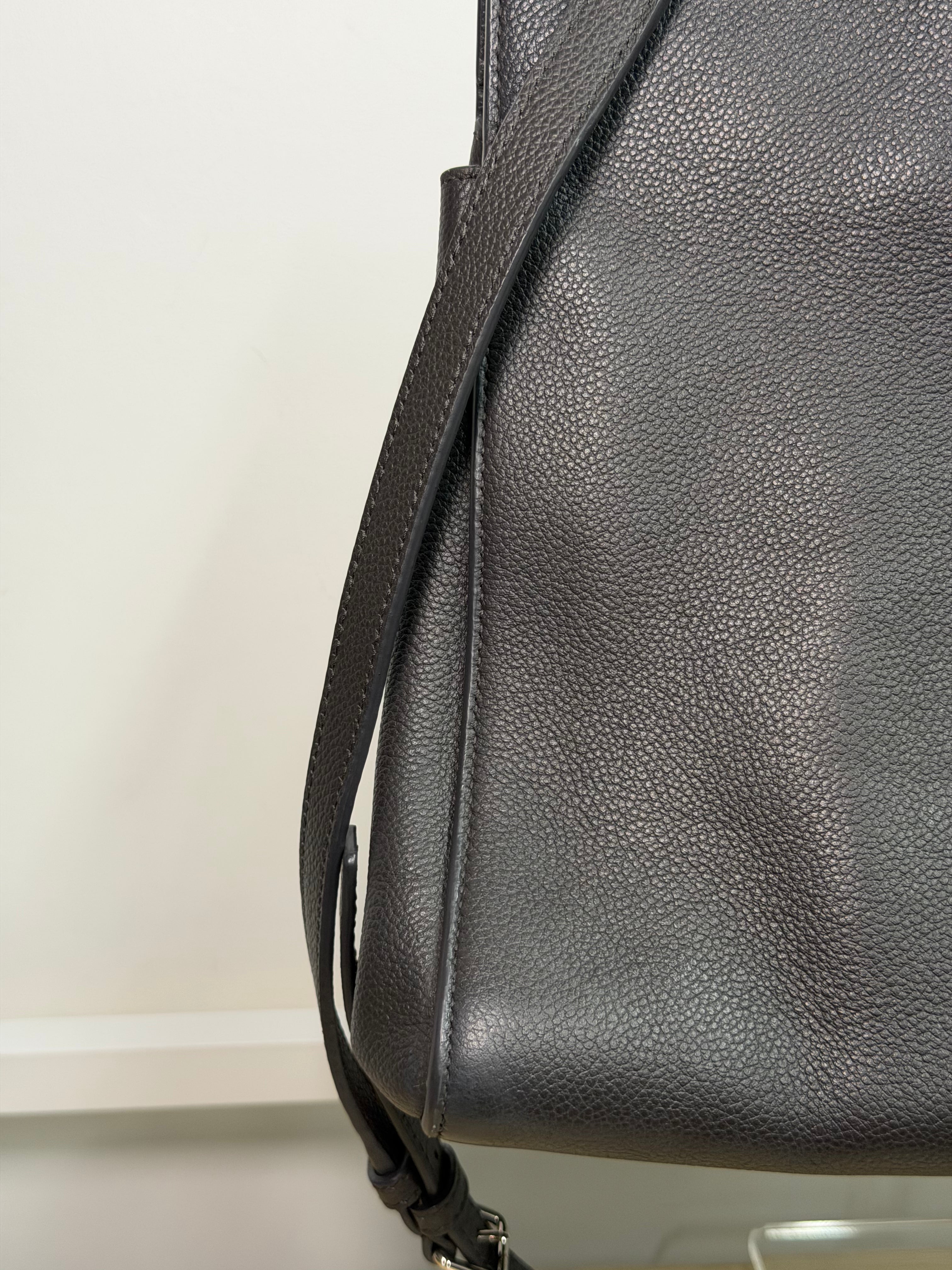 Borsa Tote Saint Laurent Cabas Rive Gauche in Pelle Martellata Grigia