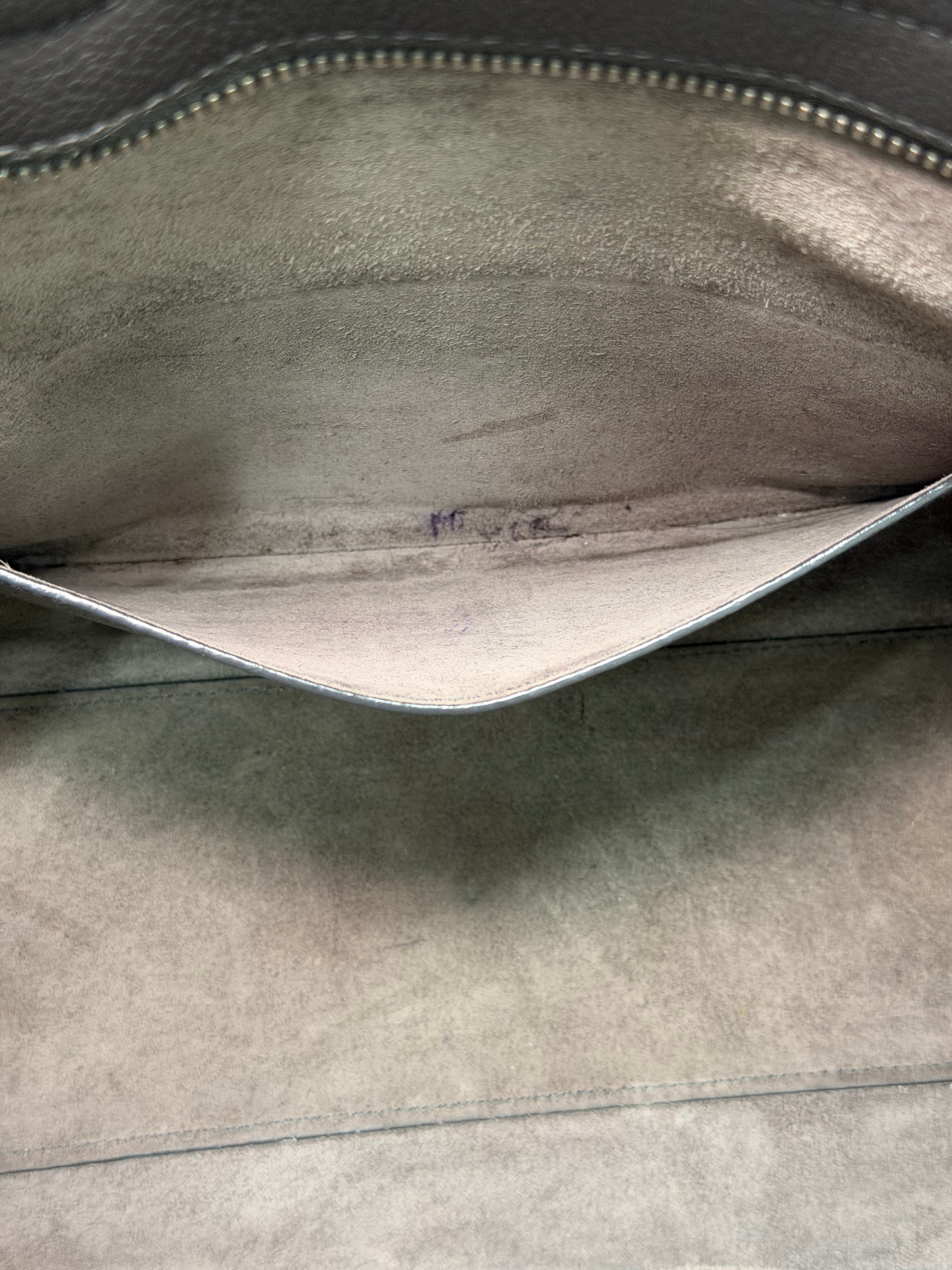 Borsa Tote Saint Laurent Cabas Rive Gauche in Pelle Martellata Grigia