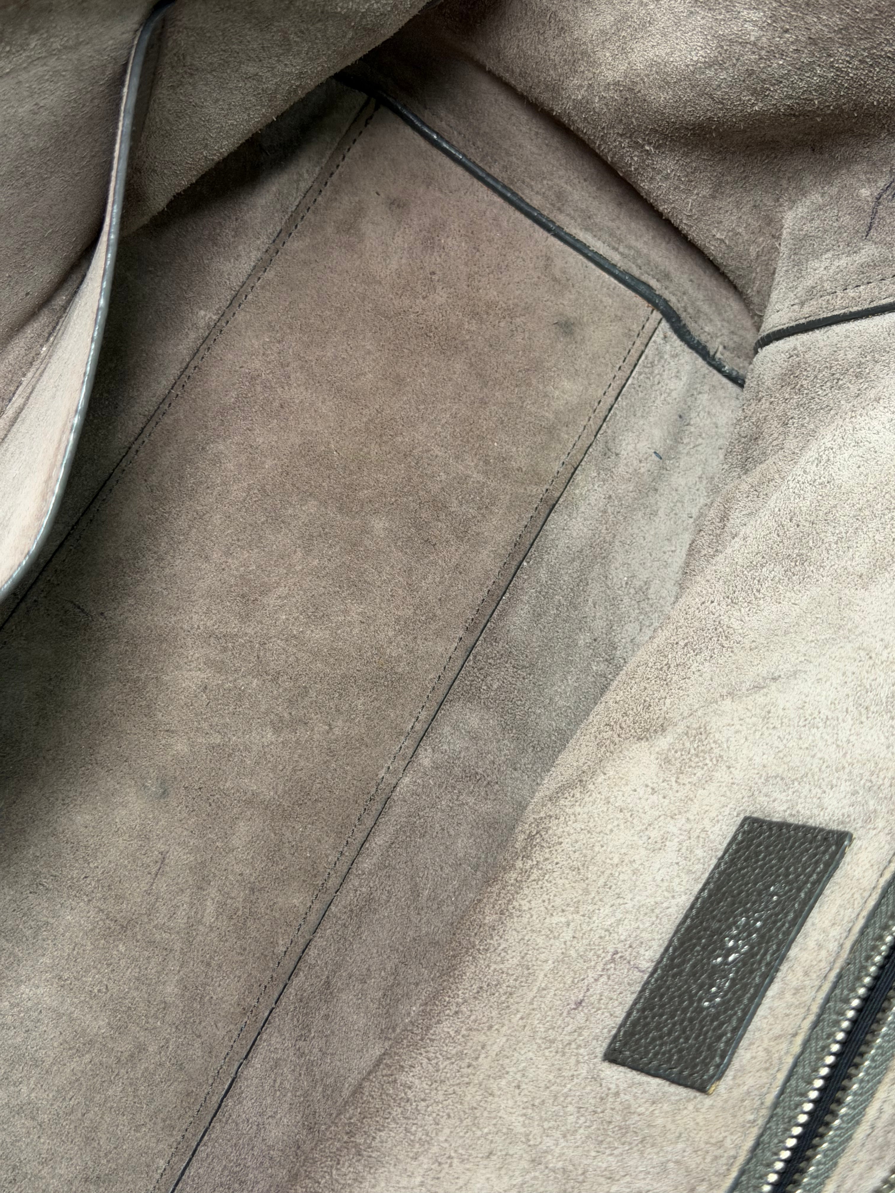 Borsa Tote Saint Laurent Cabas Rive Gauche in Pelle Martellata Grigia