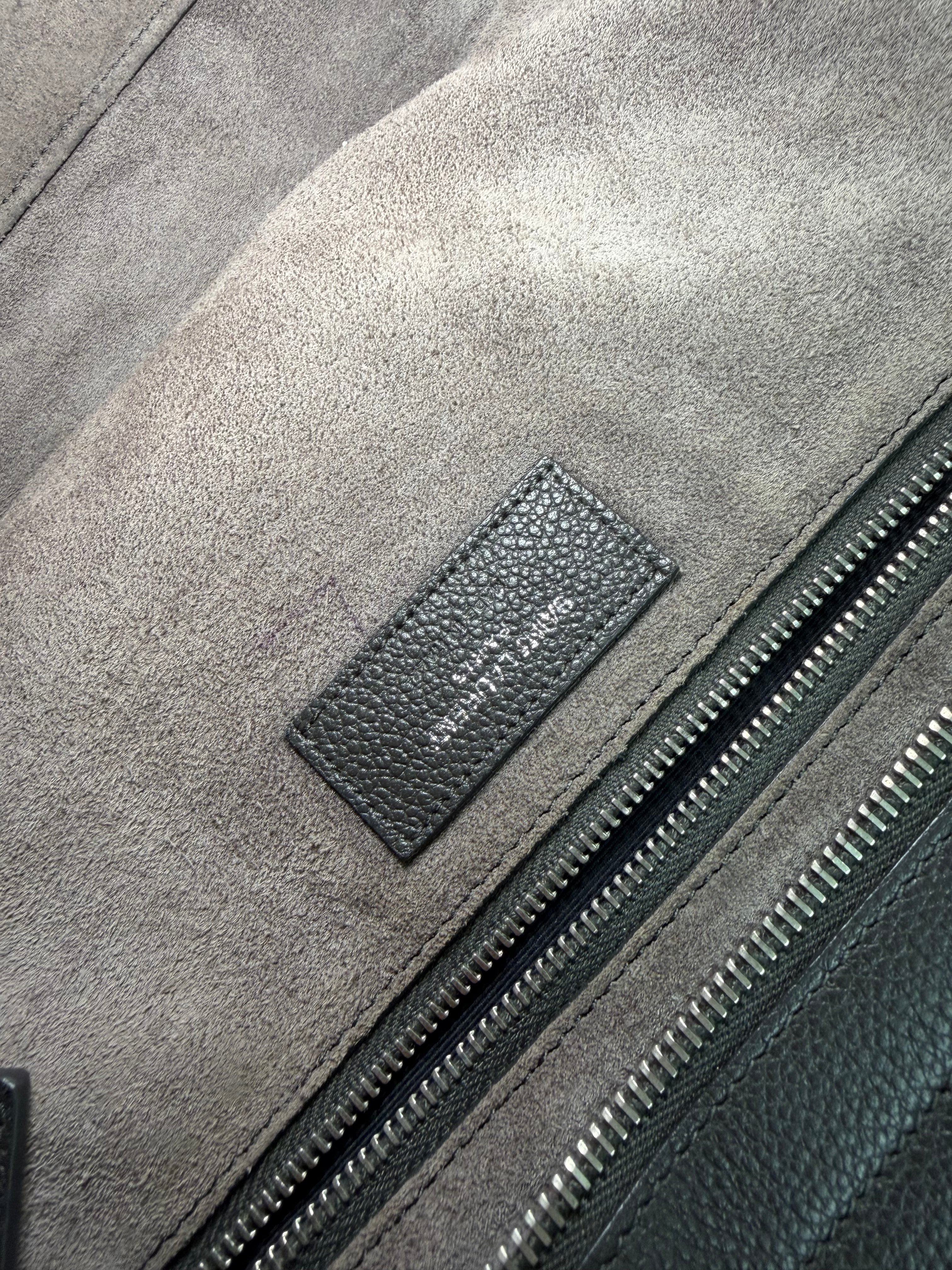 Borsa Tote Saint Laurent Cabas Rive Gauche in Pelle Martellata Grigia