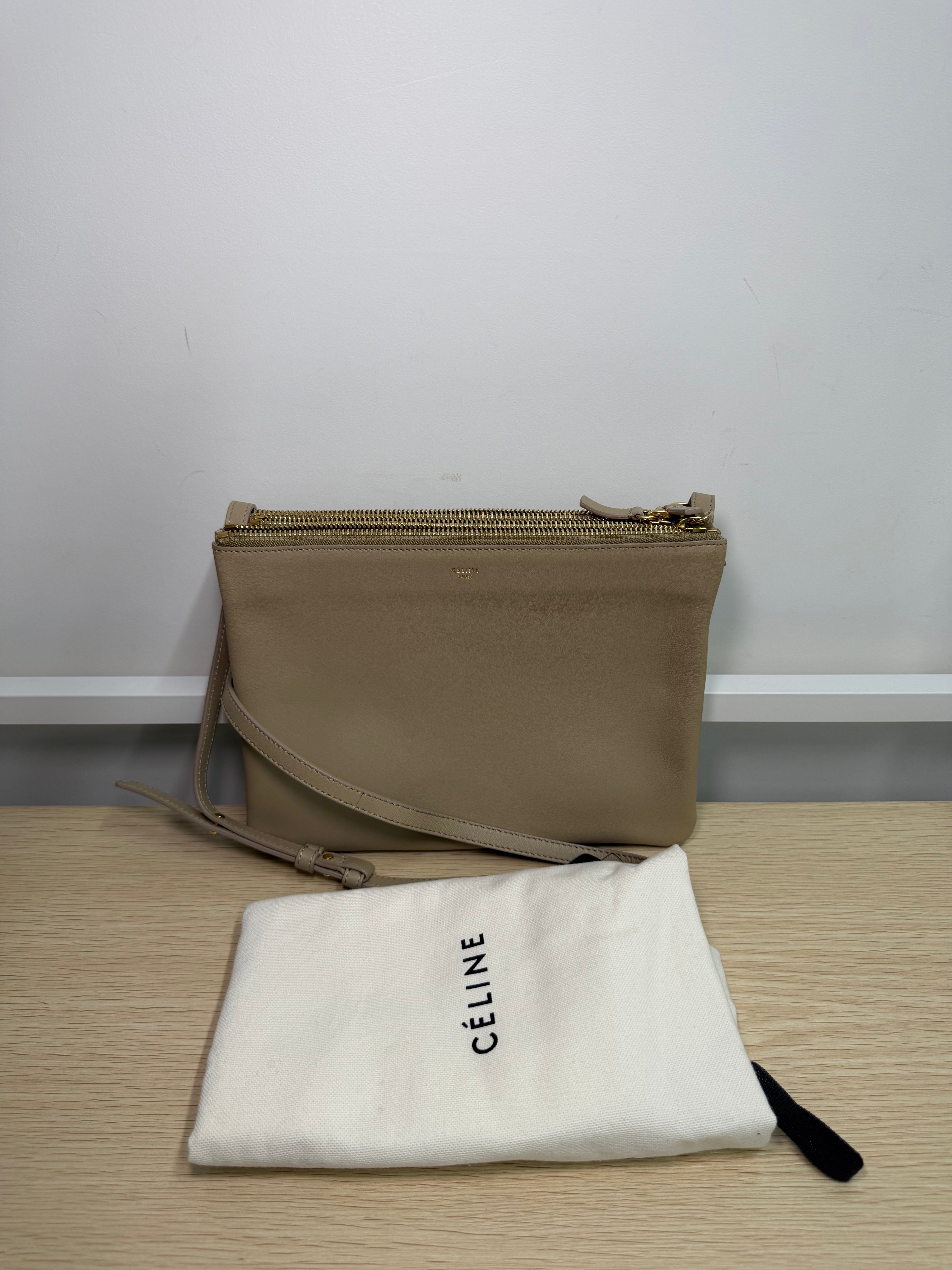 Borsa a Tracolla Céline Trio in Pelle Beige
