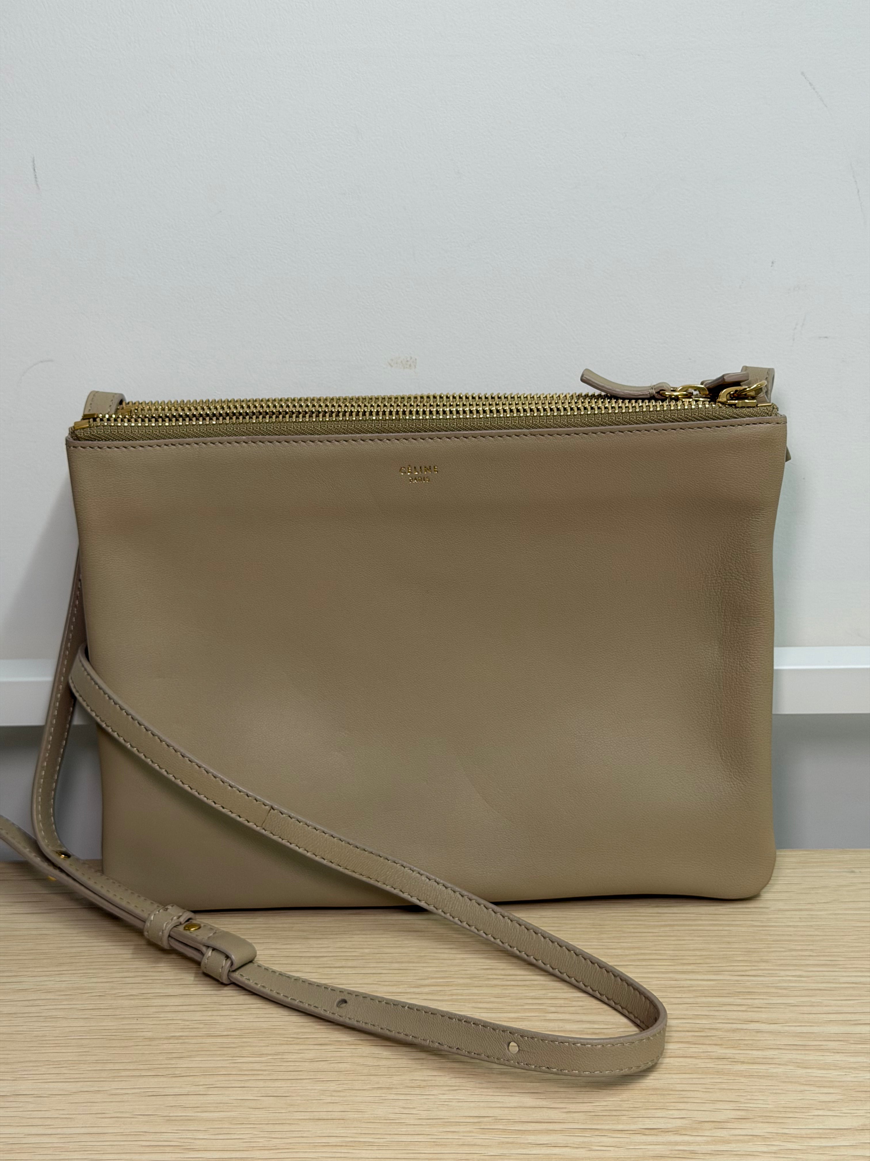 Borsa a Tracolla Céline Trio in Pelle Beige