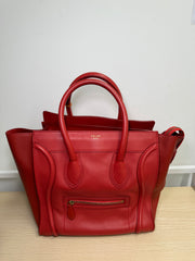 Borsa Céline Luggage in Pelle Liscia Rossa