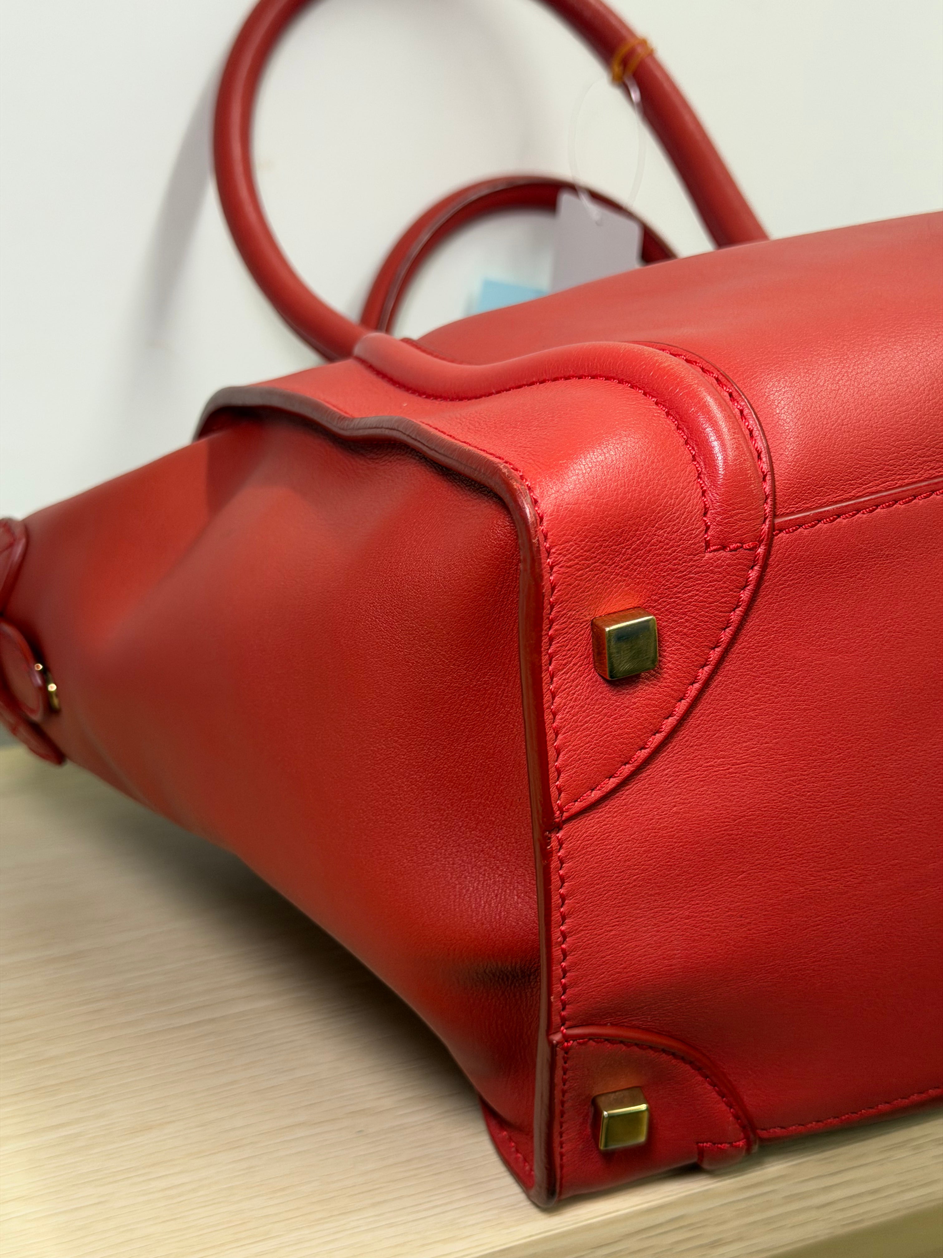 Borsa Céline Luggage in Pelle Liscia Rossa