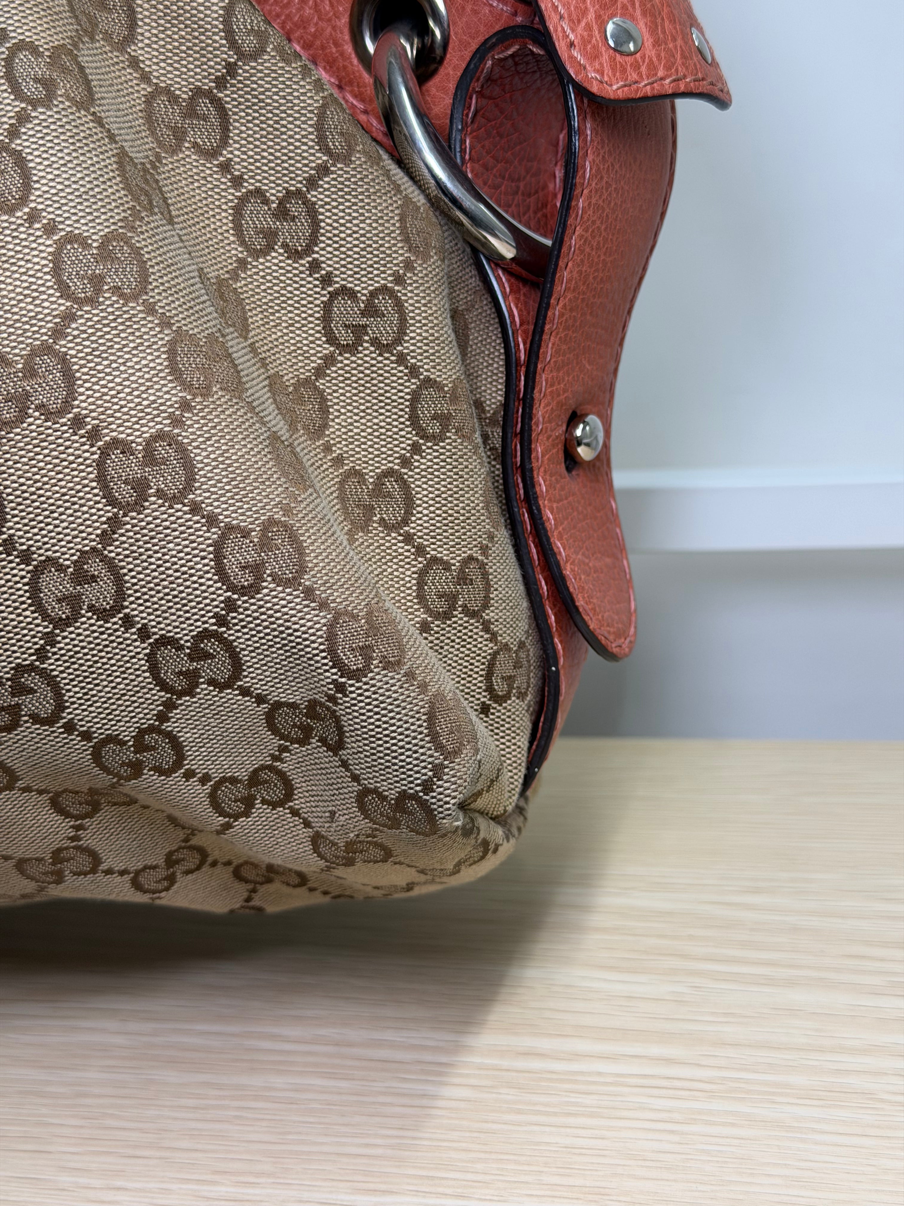 Borsa a Spalla Gucci Bamboo Bar in Tela GG con Manici in Pelle Intrecciata