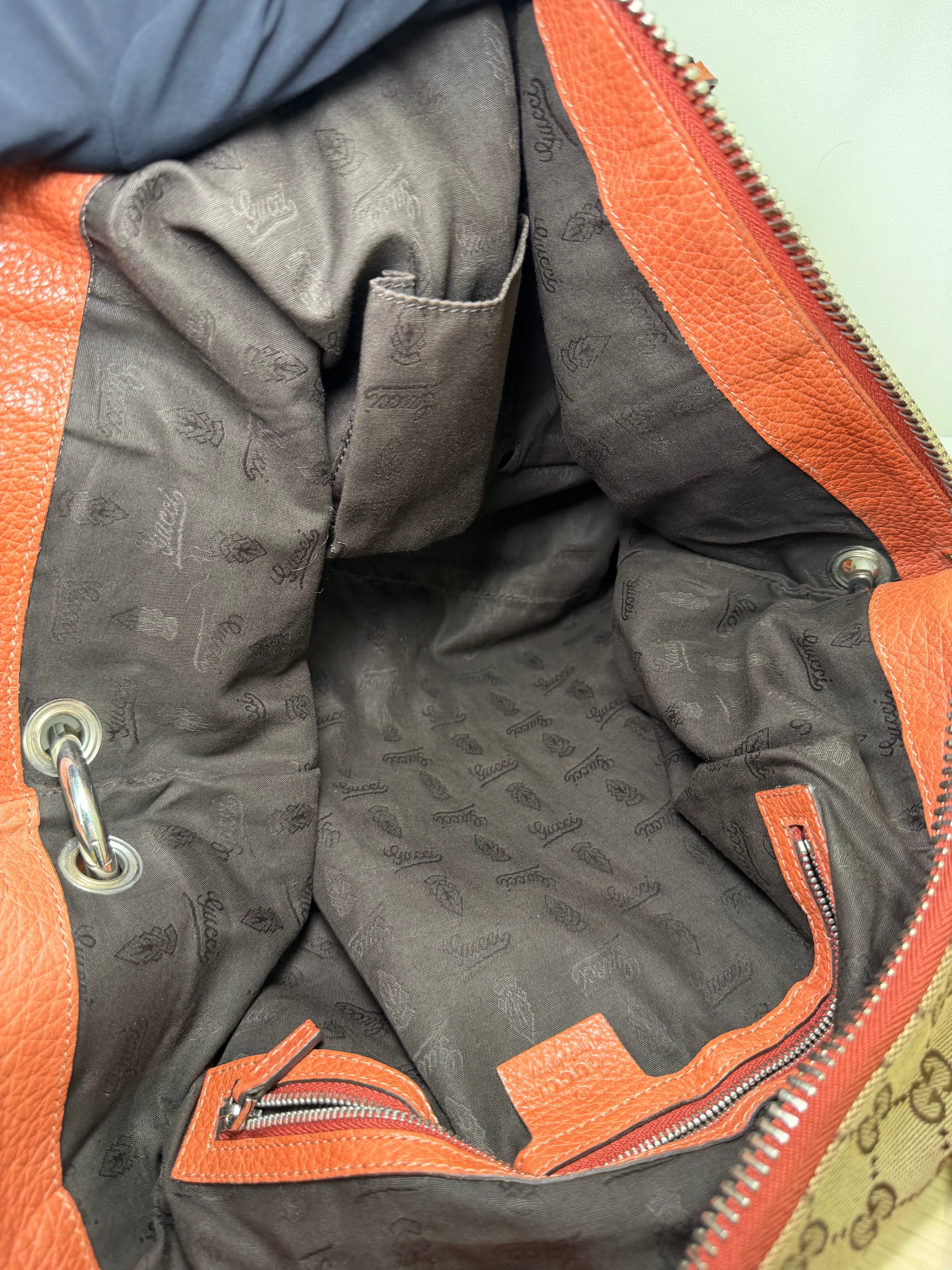 Borsa a Spalla Gucci Bamboo Bar in Tela GG con Manici in Pelle Intrecciata