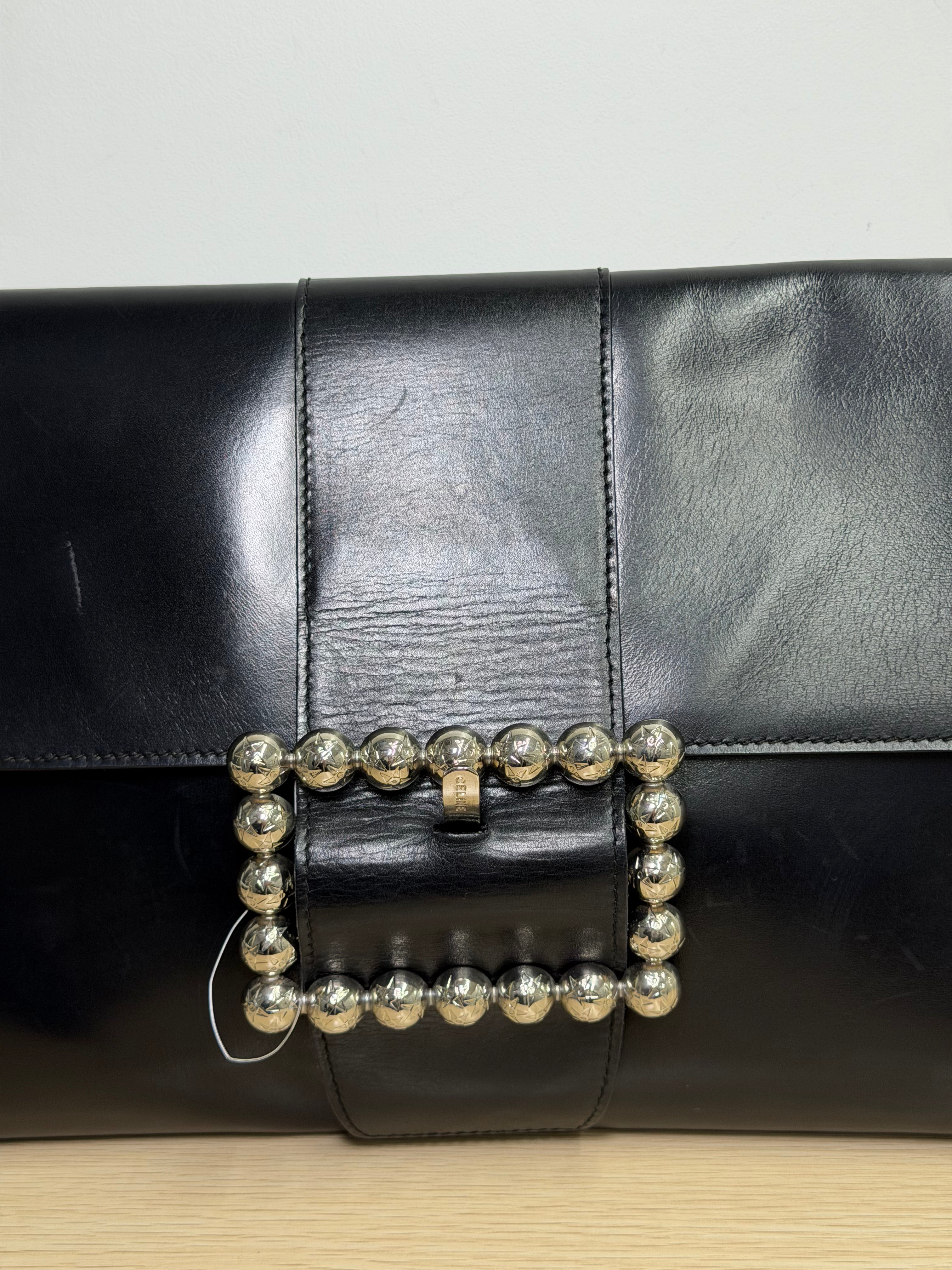 Pochette Vintage in Pelle Nera Céline