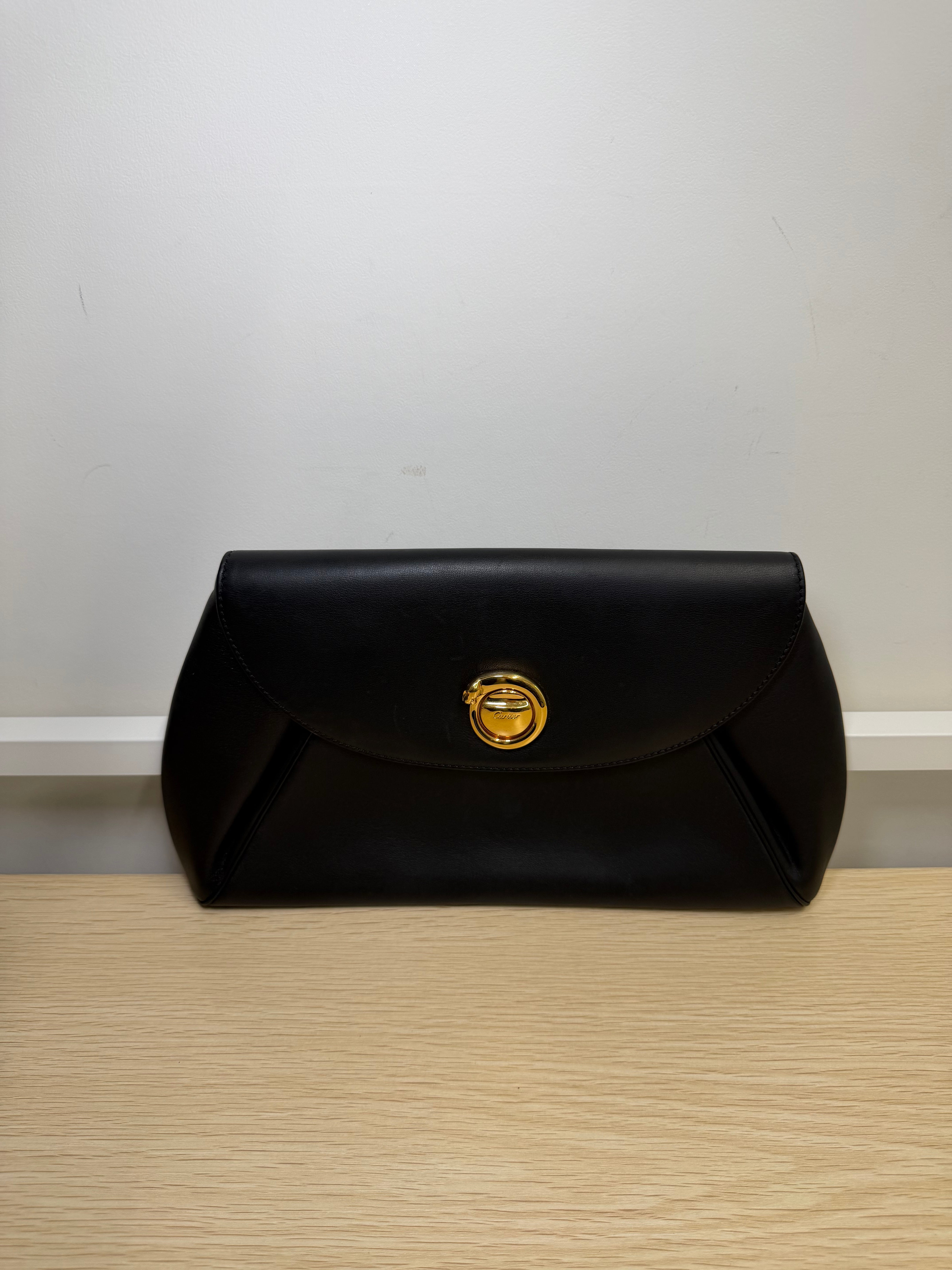 Pochette Vintage in Pelle Nera di Cartier