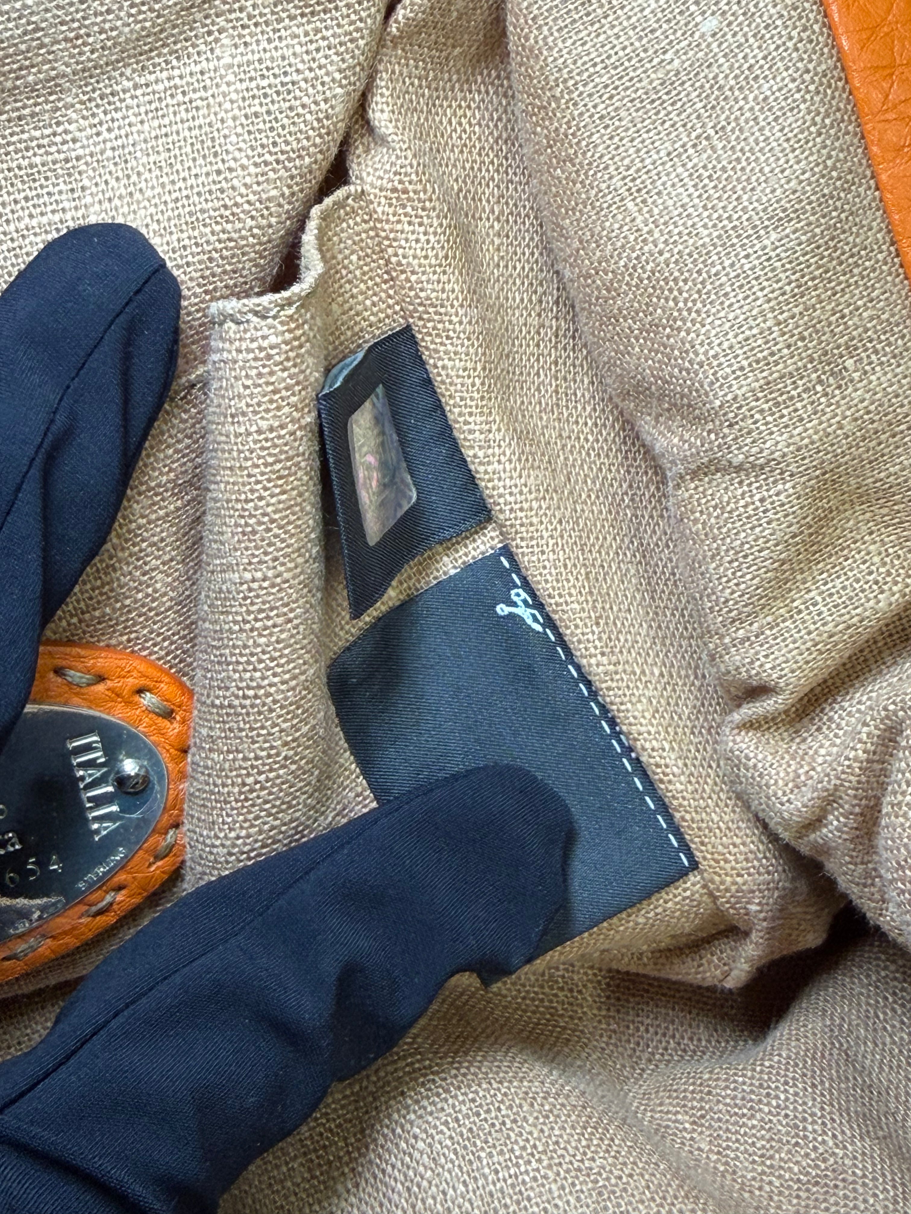 Borsa a Mano Fendi Selleria in Pelle Martellata Color Arancione