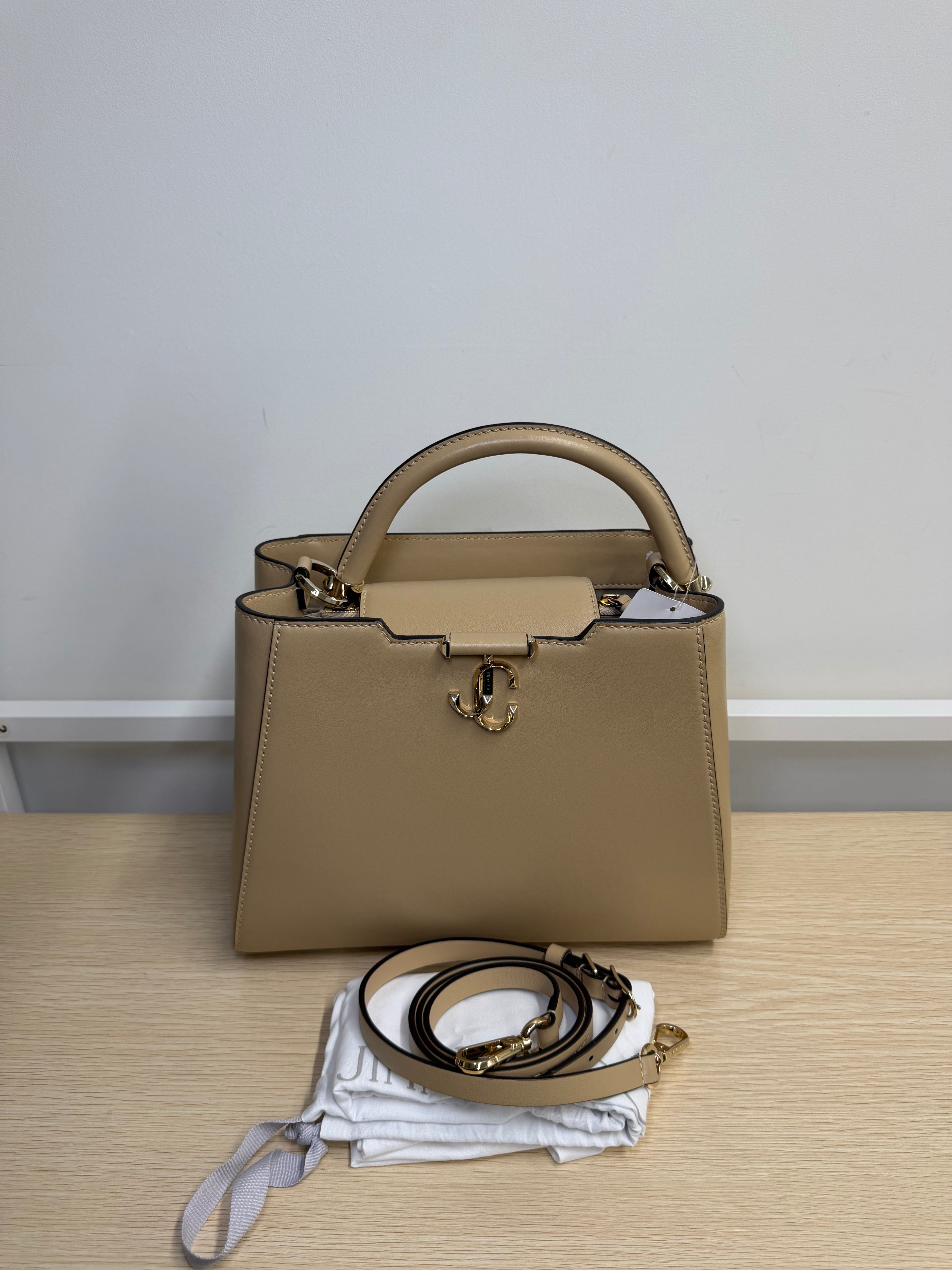 Borsa a Mano Jimmy Choo Varenne in Pelle Beige