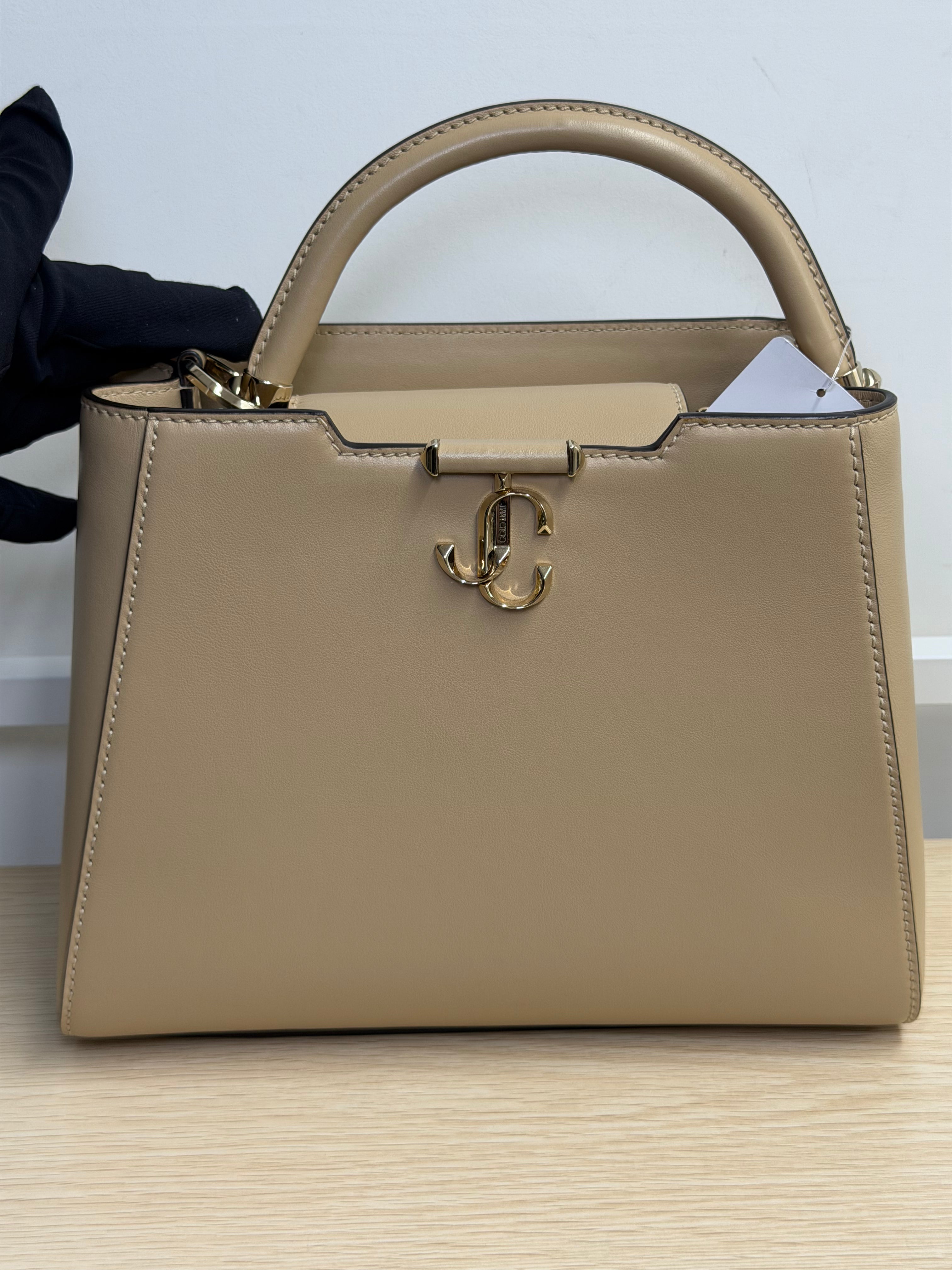 Borsa a Mano Jimmy Choo Varenne in Pelle Beige