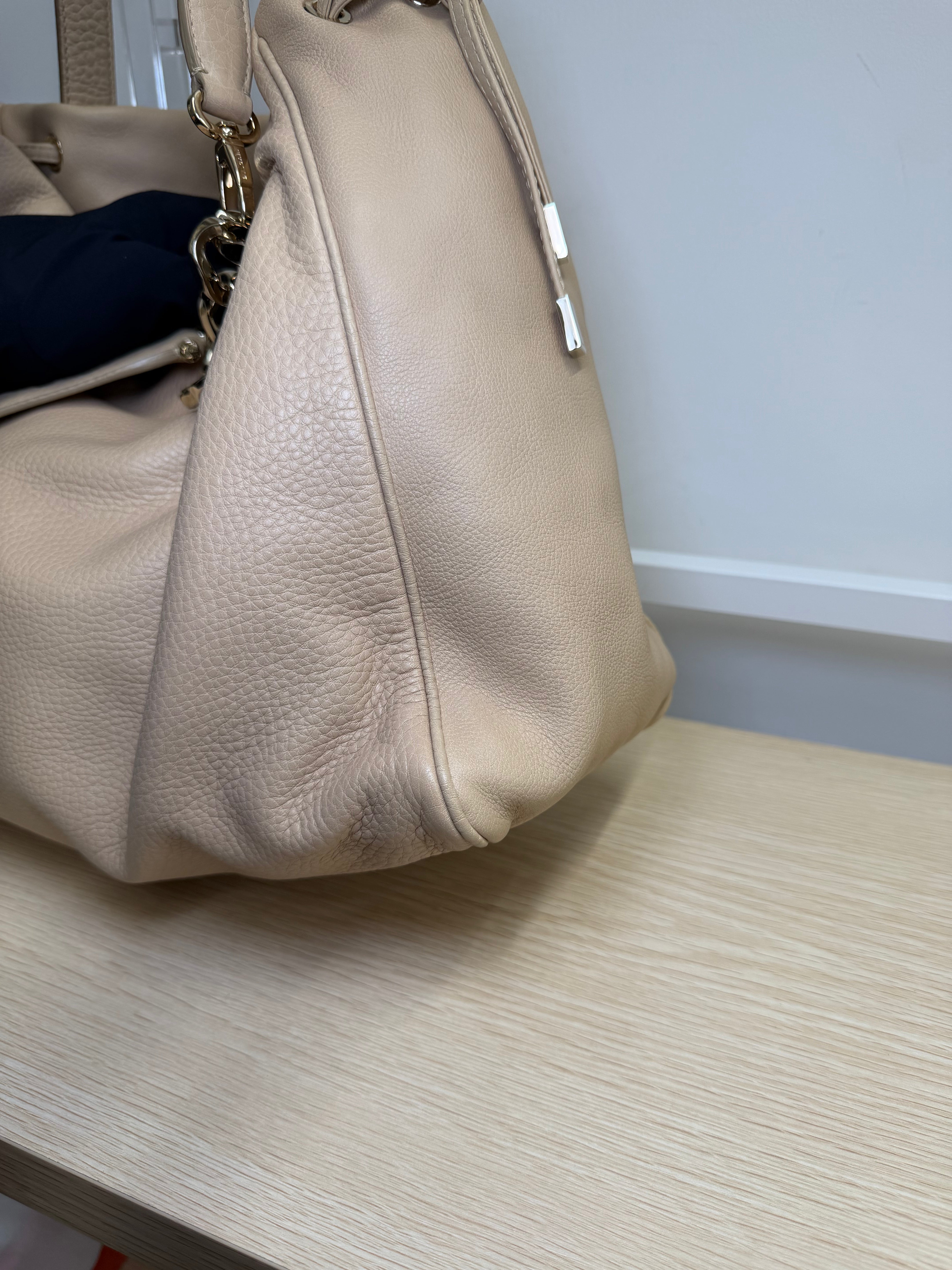Borsa Tote Bulgari Monete in Pelle Beige