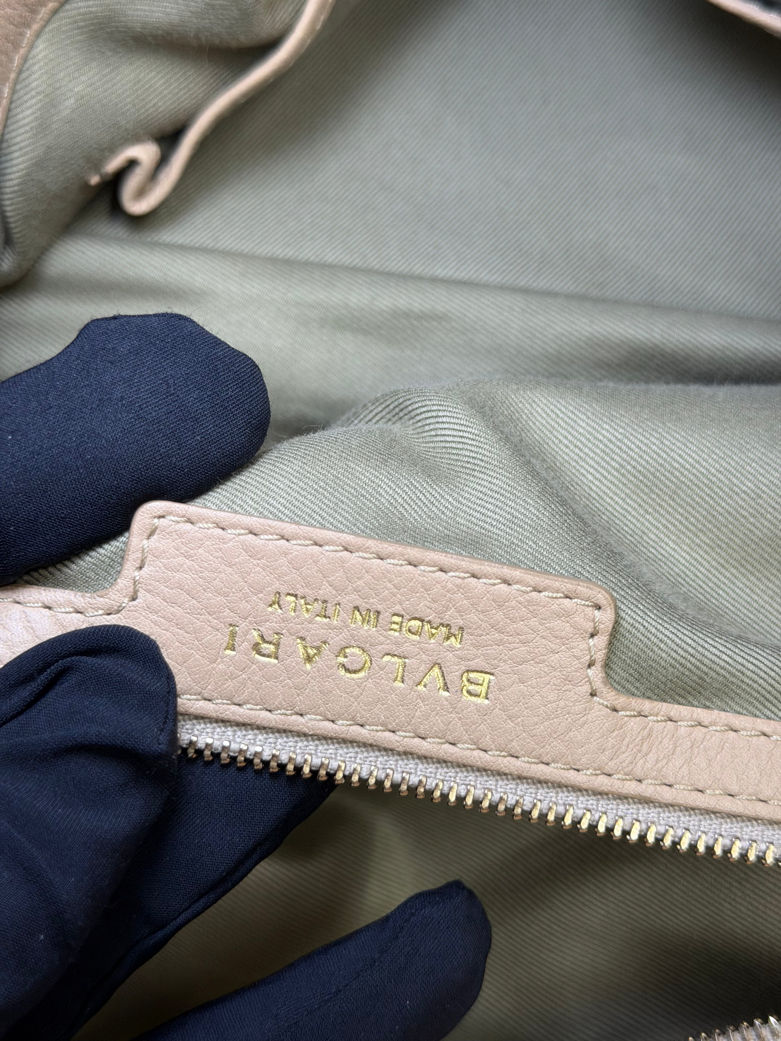 Borsa Tote Bulgari Monete in Pelle Beige