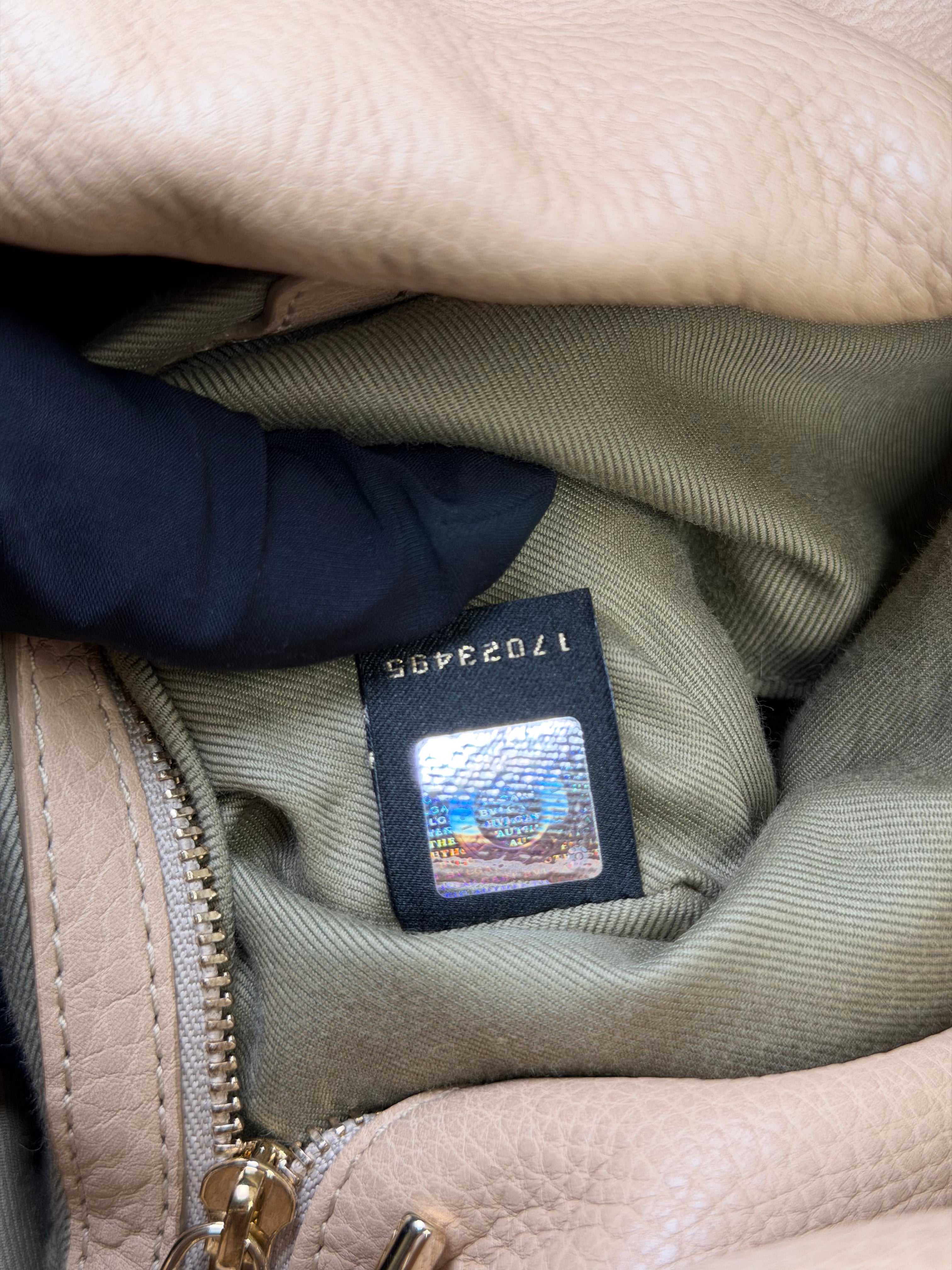 Borsa Tote Bulgari Monete in Pelle Beige