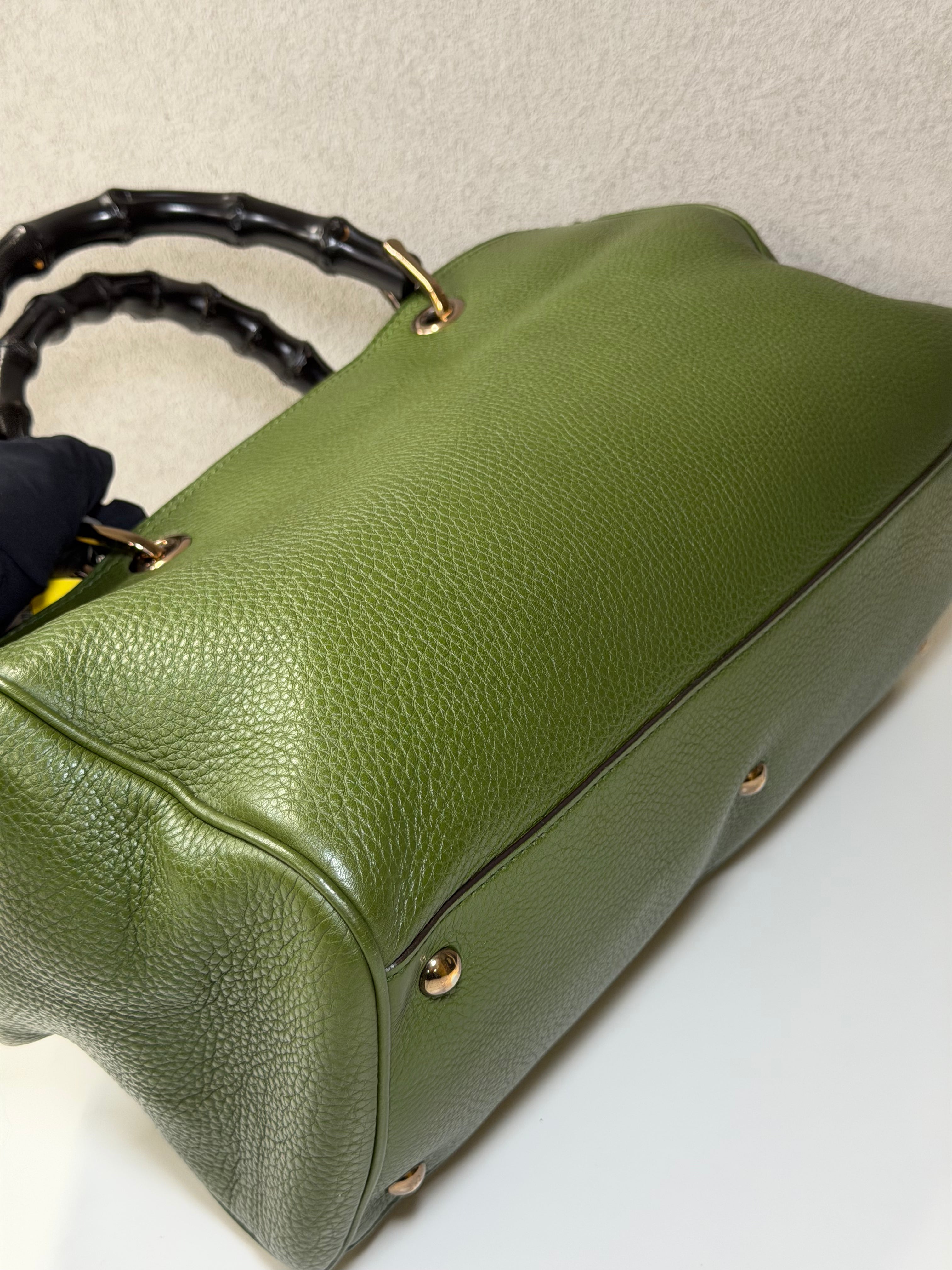 Borsa Tote Gucci Bamboo Shopper in Pelle Verde