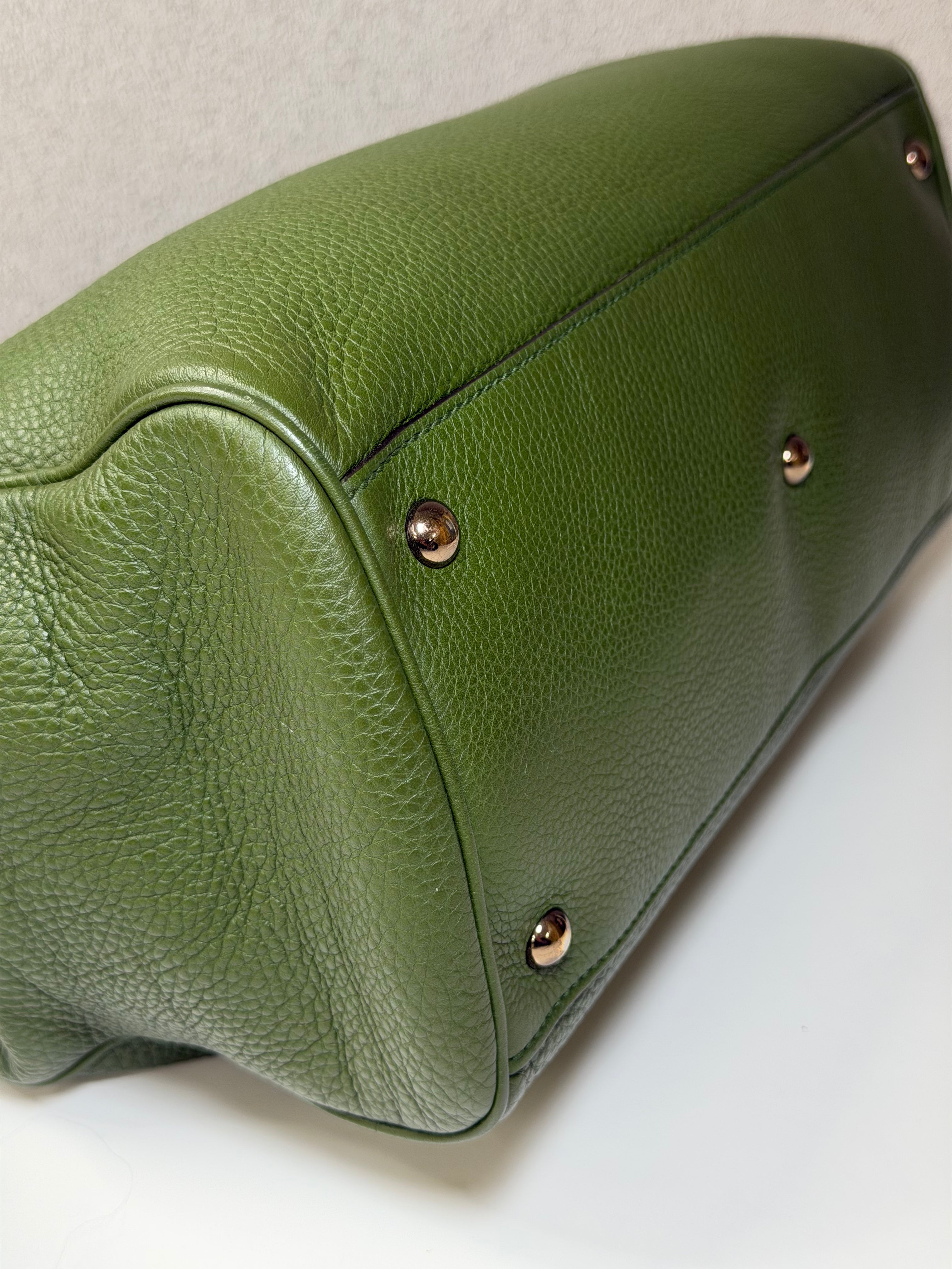Borsa Tote Gucci Bamboo Shopper in Pelle Verde