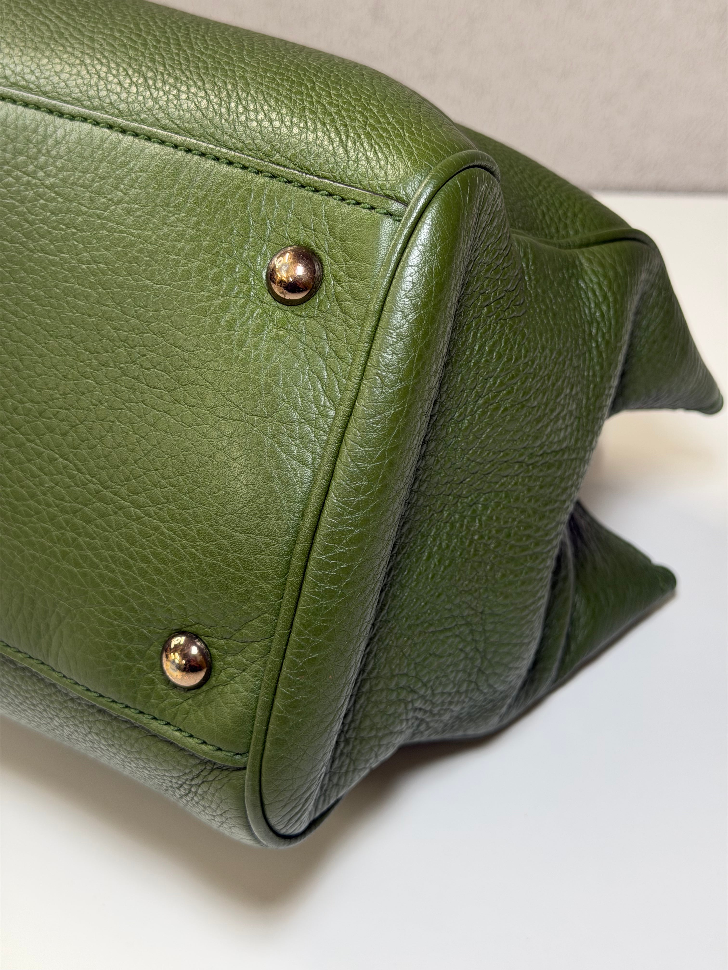 Borsa Tote Gucci Bamboo Shopper in Pelle Verde