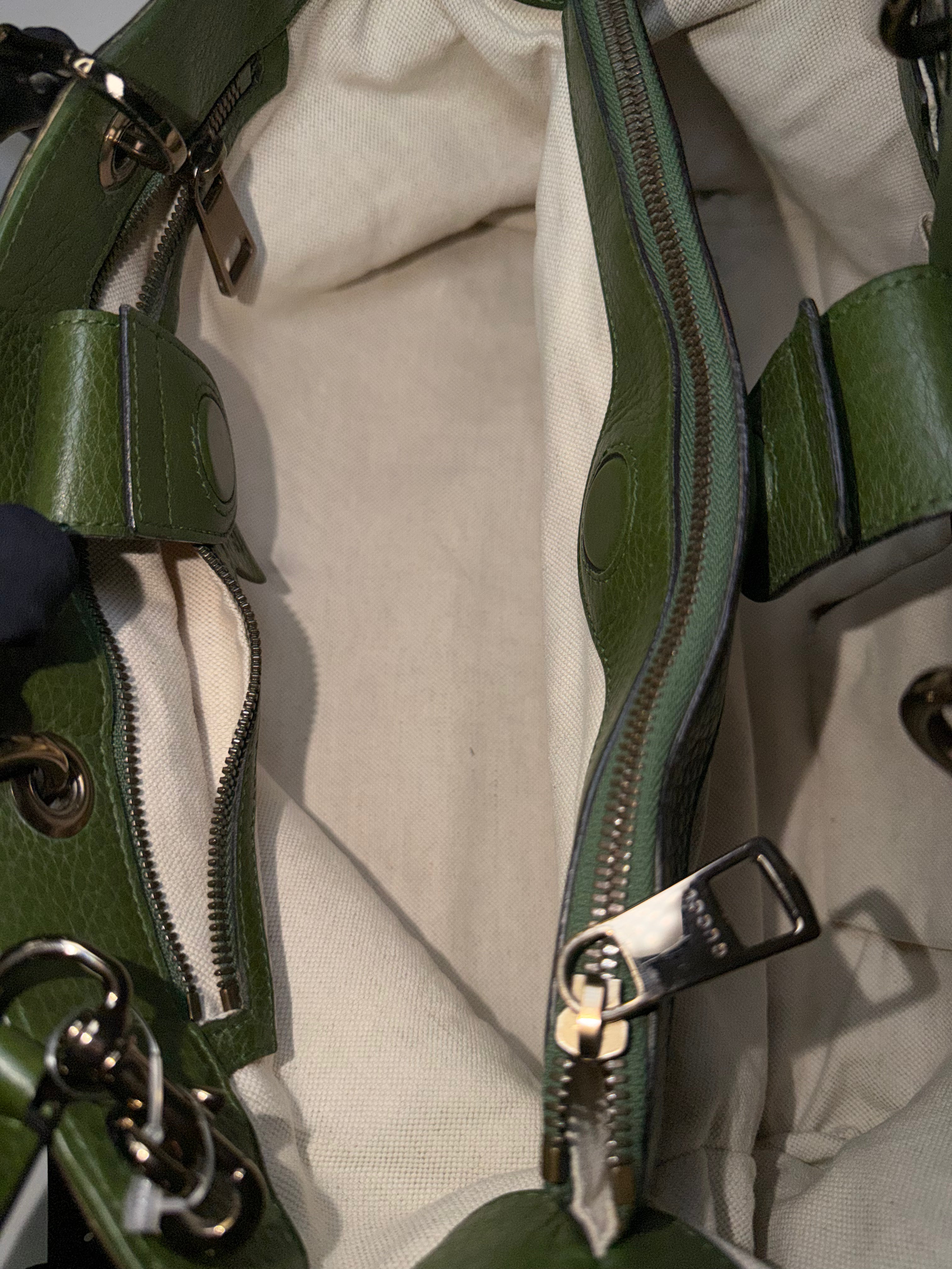 Borsa Tote Gucci Bamboo Shopper in Pelle Verde